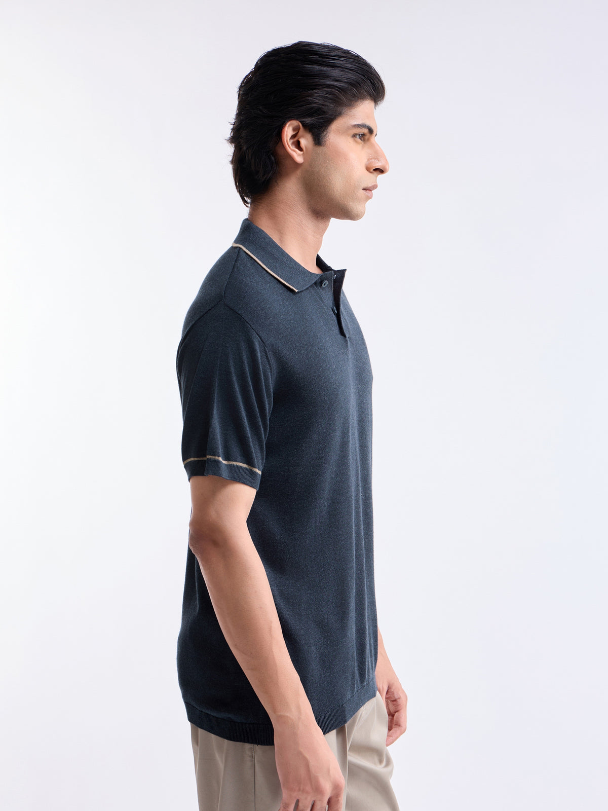 Solid Half Sleeve Regular Fit T-Shirt - Mid Navy t4option_0
