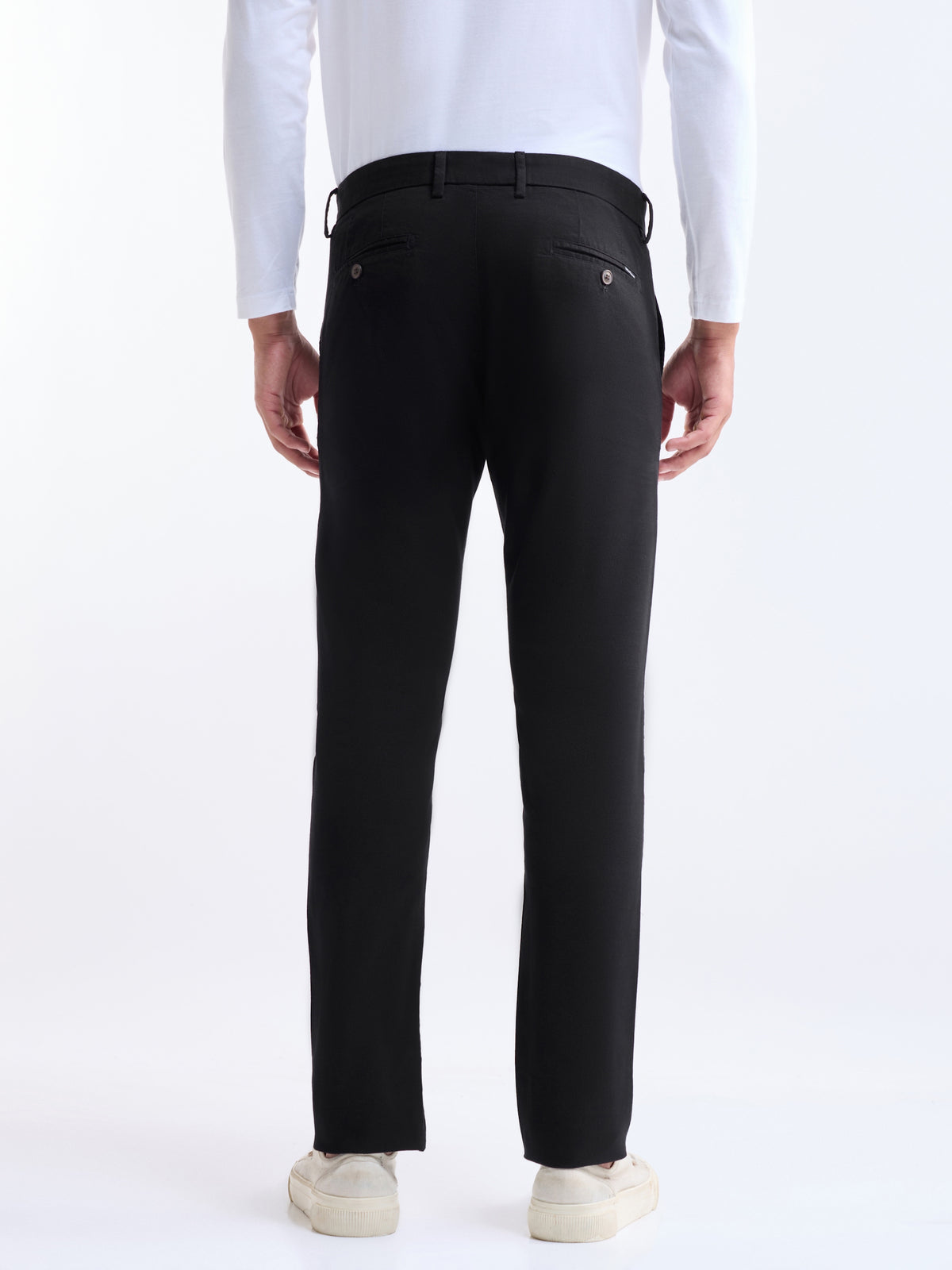 Slim Fit Cotton Stretch Trouser - Black t4option_0