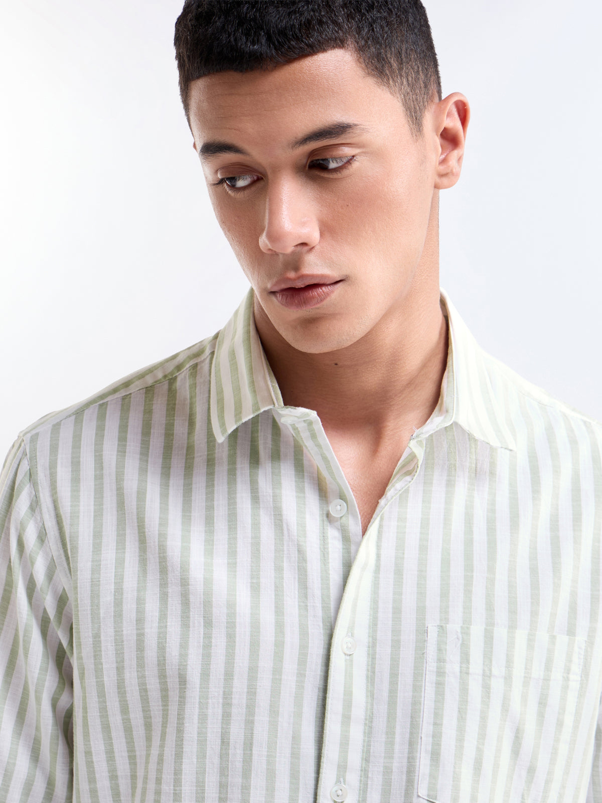 Striped Full Sleeve Cotton Shirt - Sap t4option_0