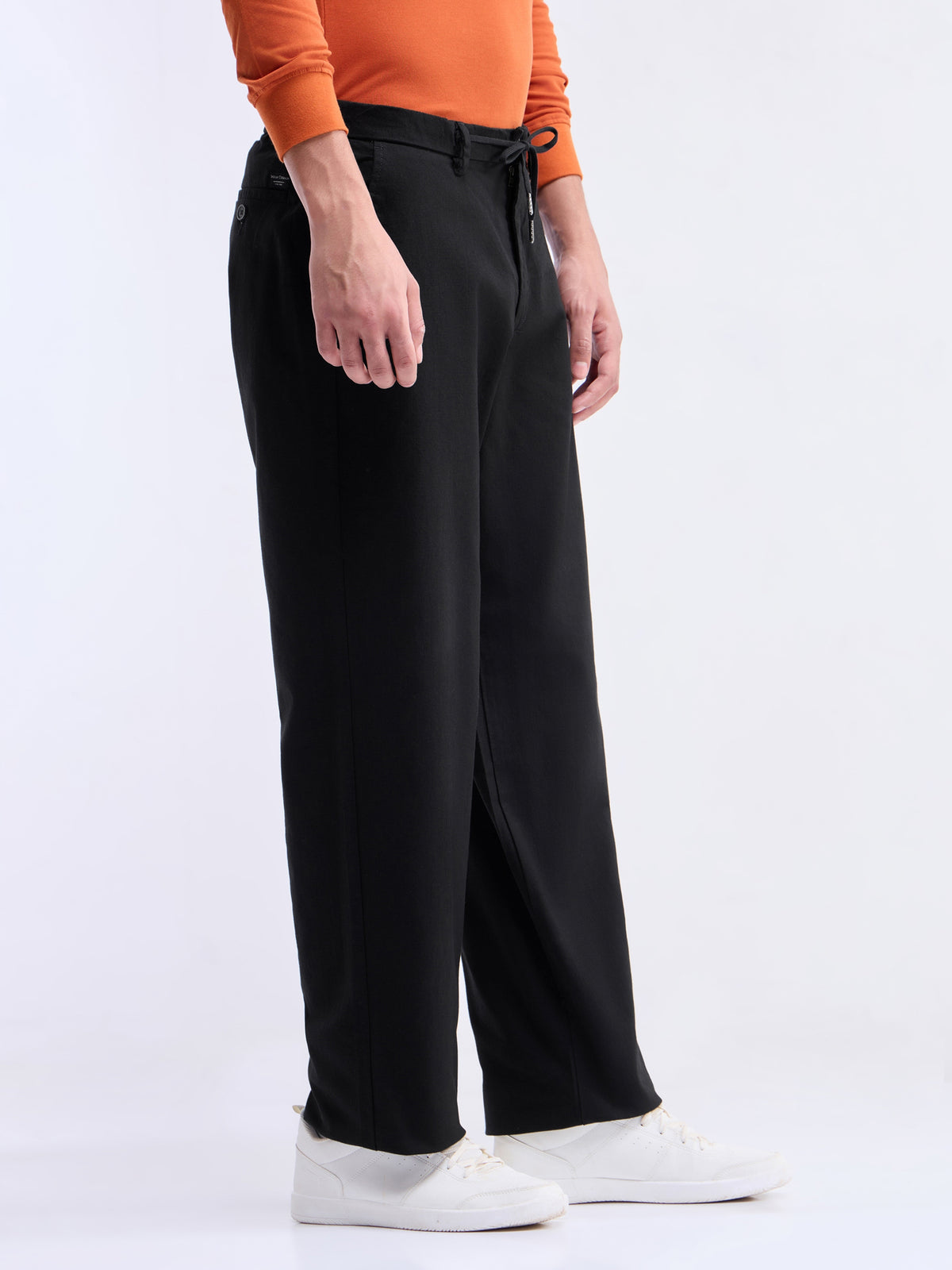 Regular Fit Cotton Stretch Trouser - Black t4option_0