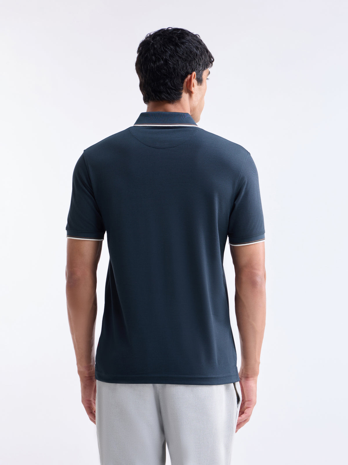 Solid Half Sleeve Regular Fit Polo T-Shirt - Navy t4option_4