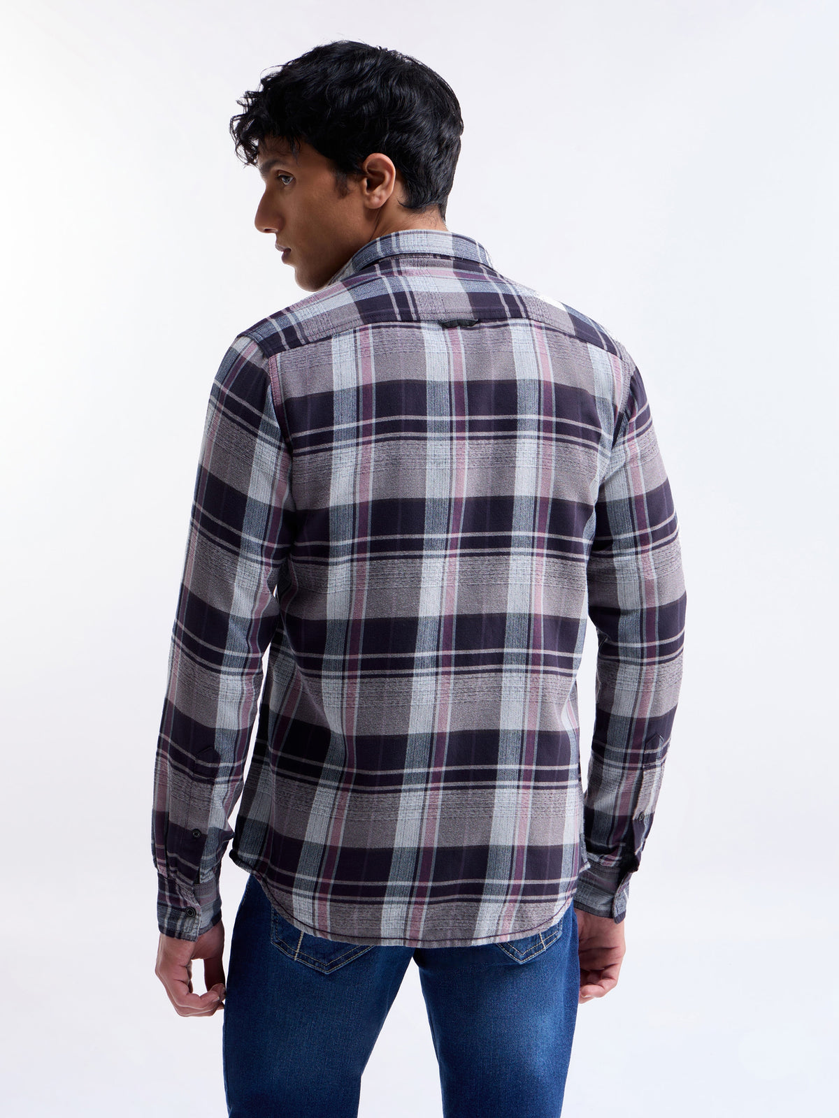 Check Full Sleeve Cotton Shirt - Plum t4option_0
