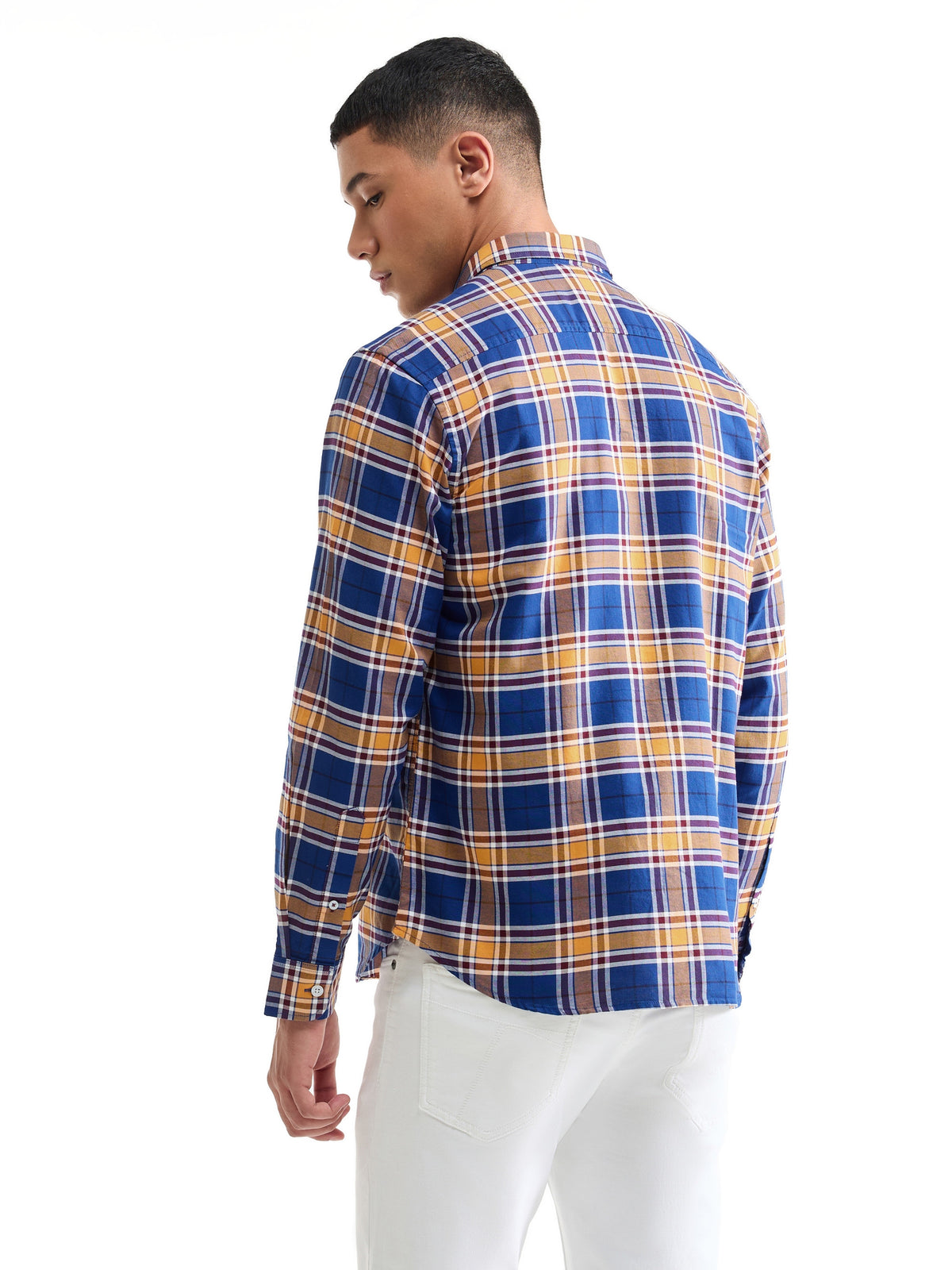 Check Full Sleeve Cotton Shirt - Blue t4option_0