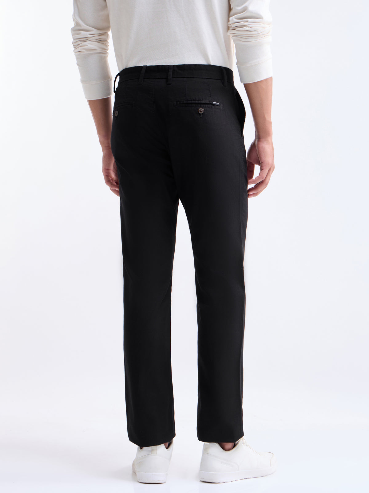 Regular Fit Cotton Stretch Trouser - Black t4option_0