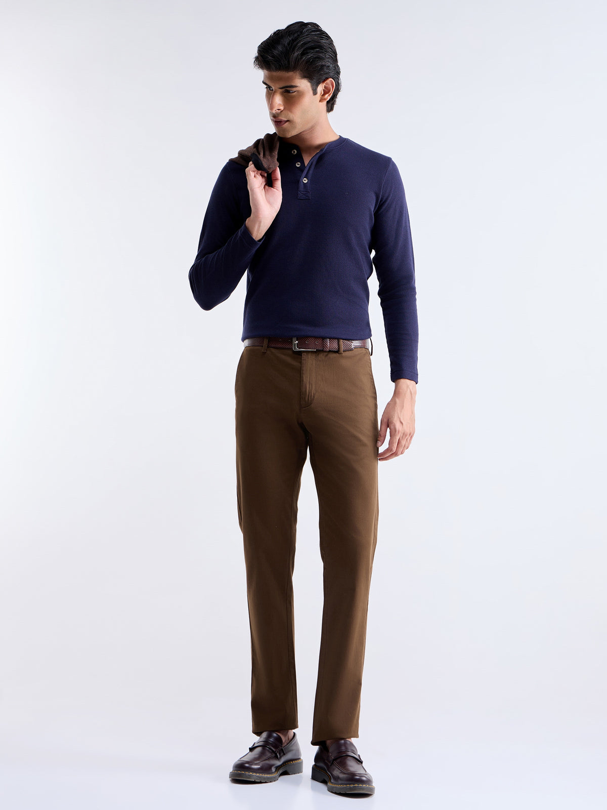 Slim Fit Cotton Stretch Trouser - Choco t4option_2