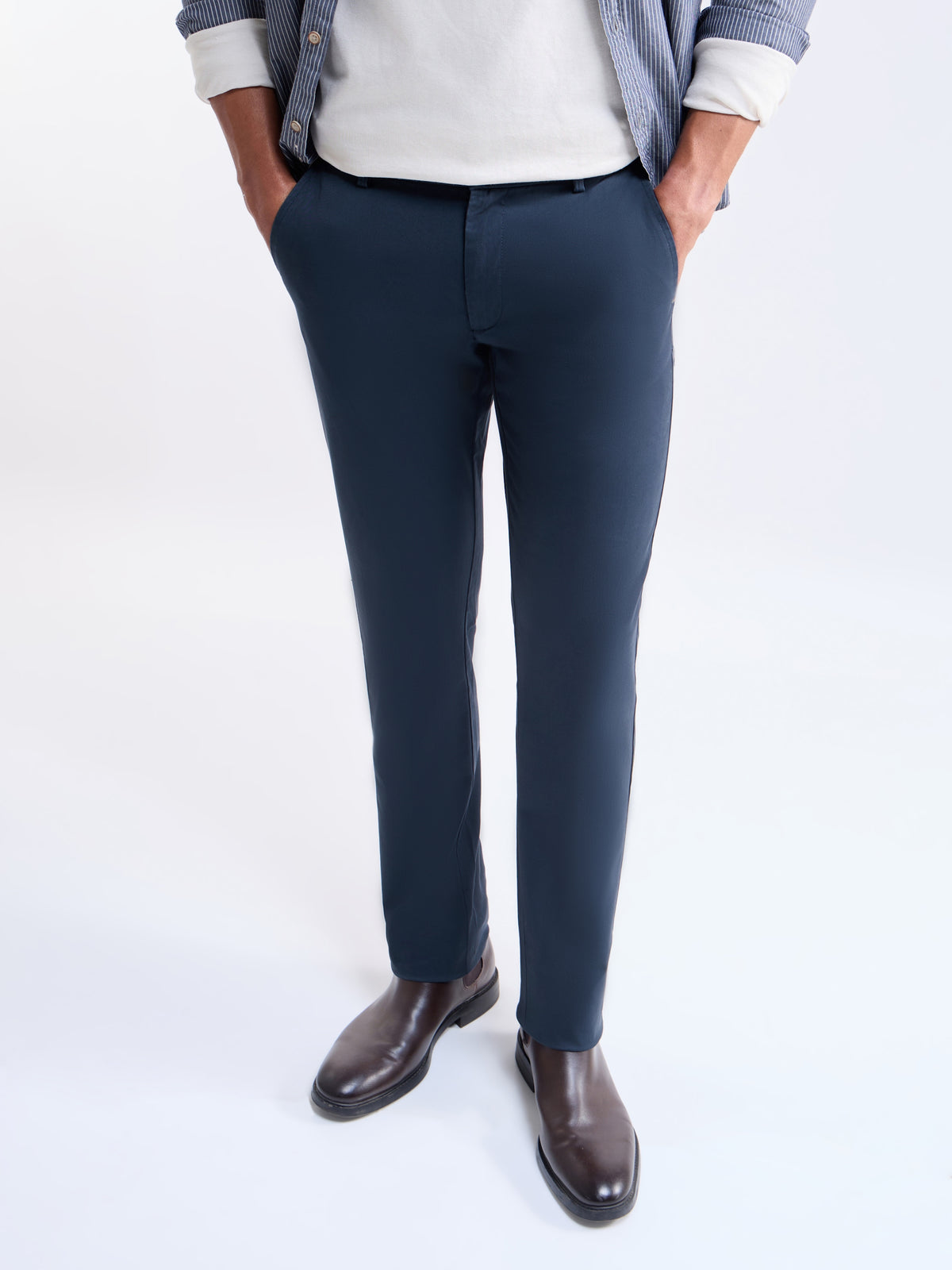 Twill Slim Fit Cotton Stretch Trouser - Navy t4option_4