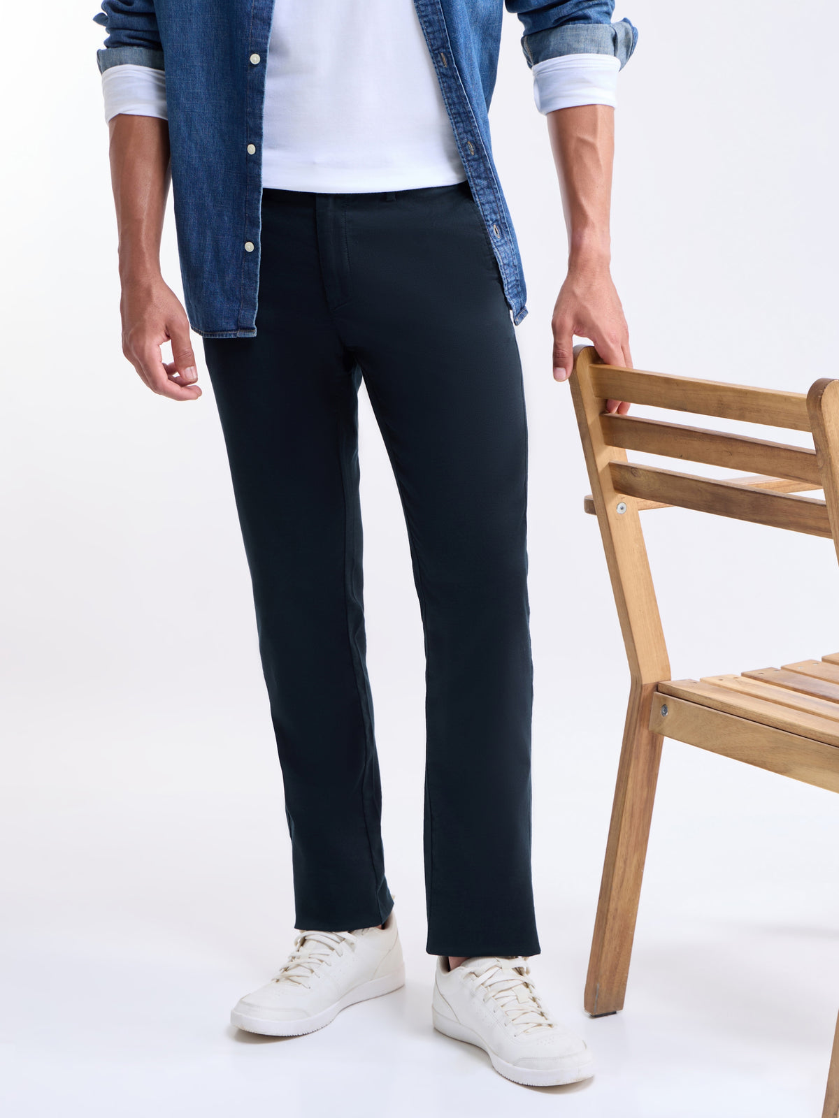 Slim Fit Cotton Stretch Trouser - Navy t4option_2