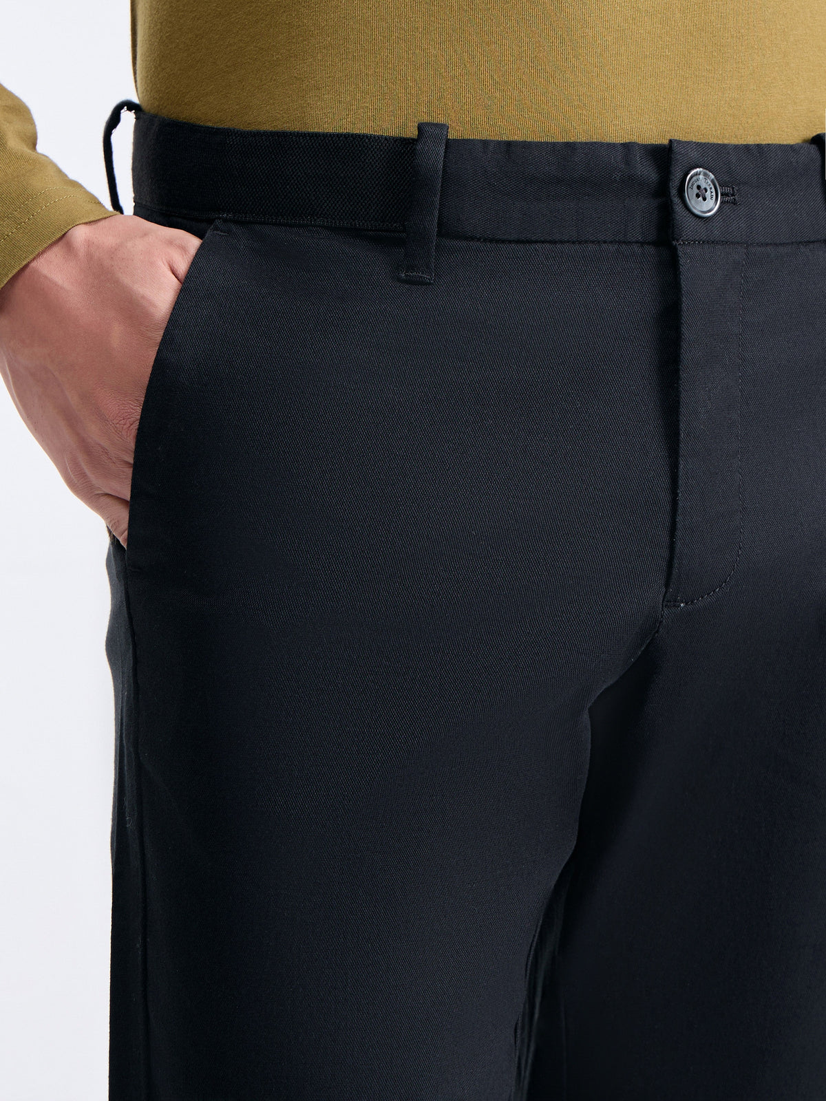 Slim Fit Cotton Stretch Trouser - Black t4option_7