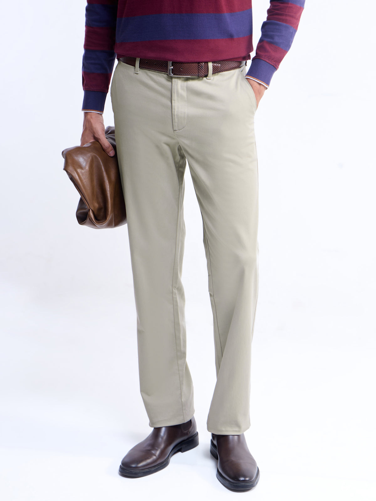 Regular Fit Cotton Stretch Trouser - Stone t4option_4