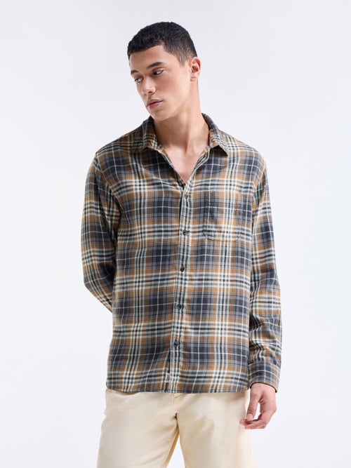 Check Full Sleeve Cotton Shirt - Black t4option_0