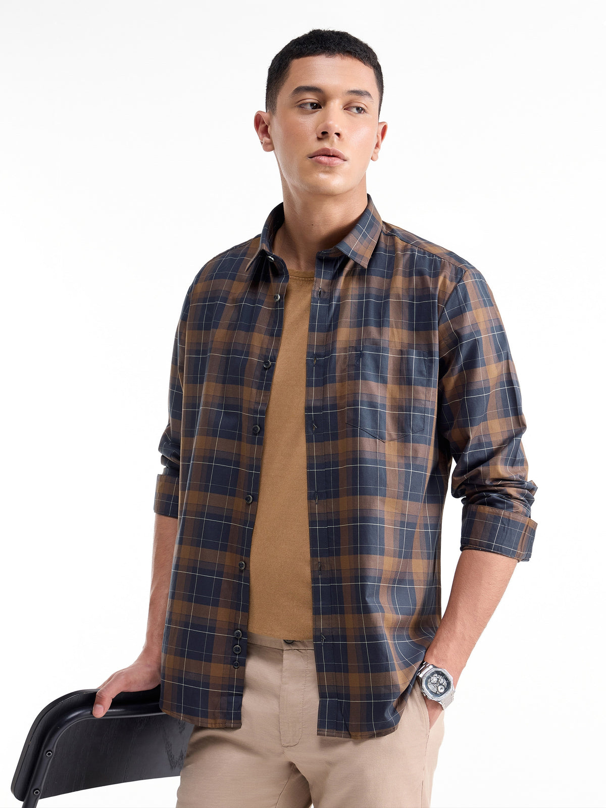 Solid Full Sleeve Jumper Sweater - Chocolate t4option_0