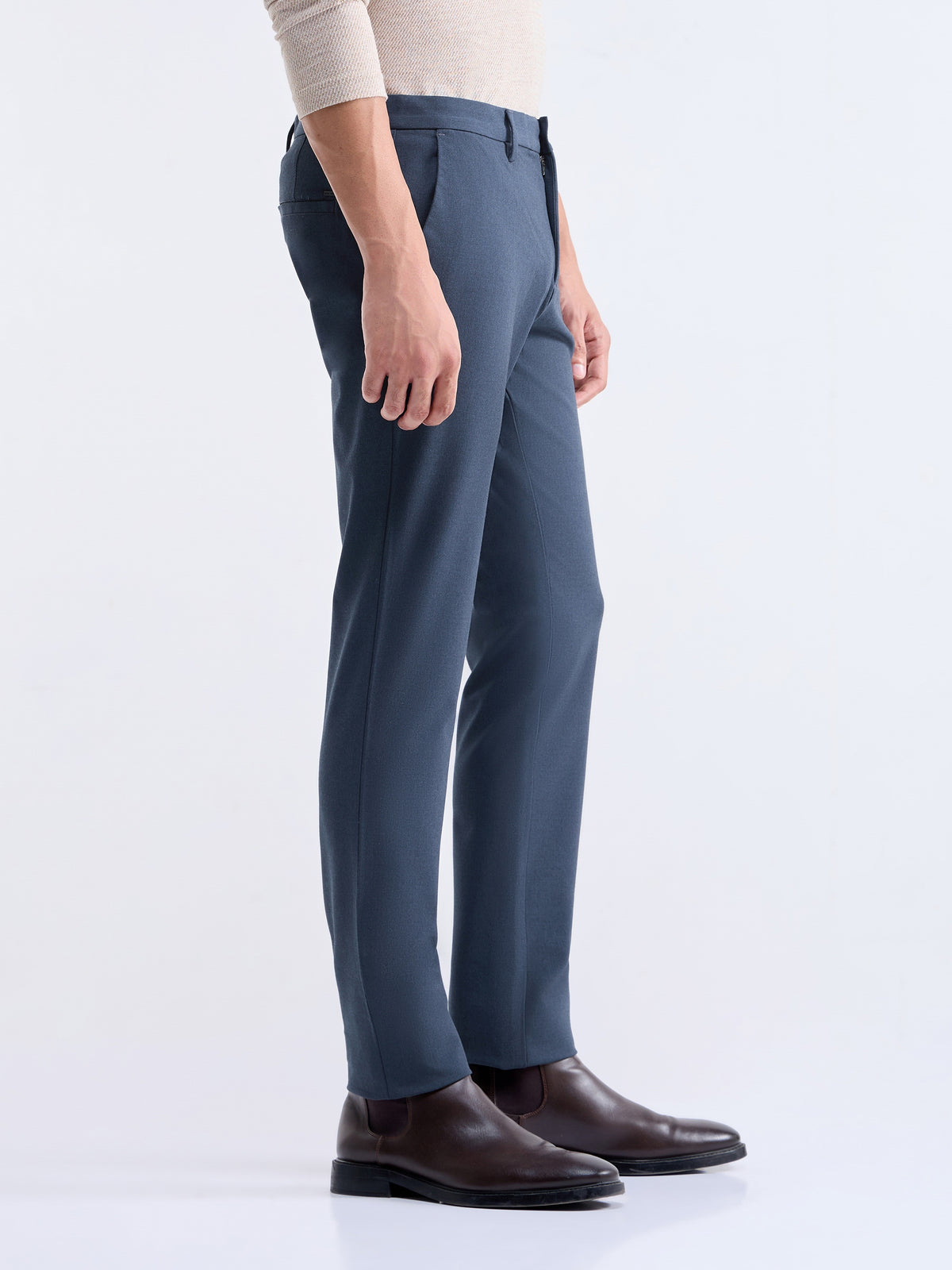 Urban Fit Poly Blend Trouser - Navy Mel t4option_1