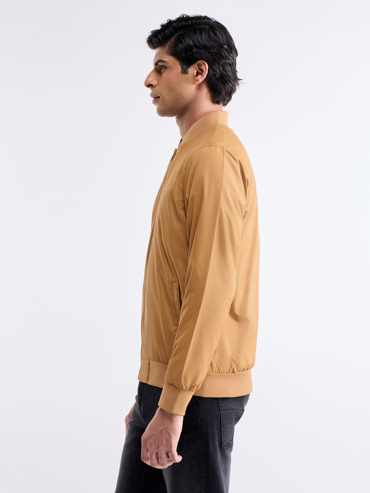 Solid Full Sleeve Bomber Jacket - Mango t4option_0
