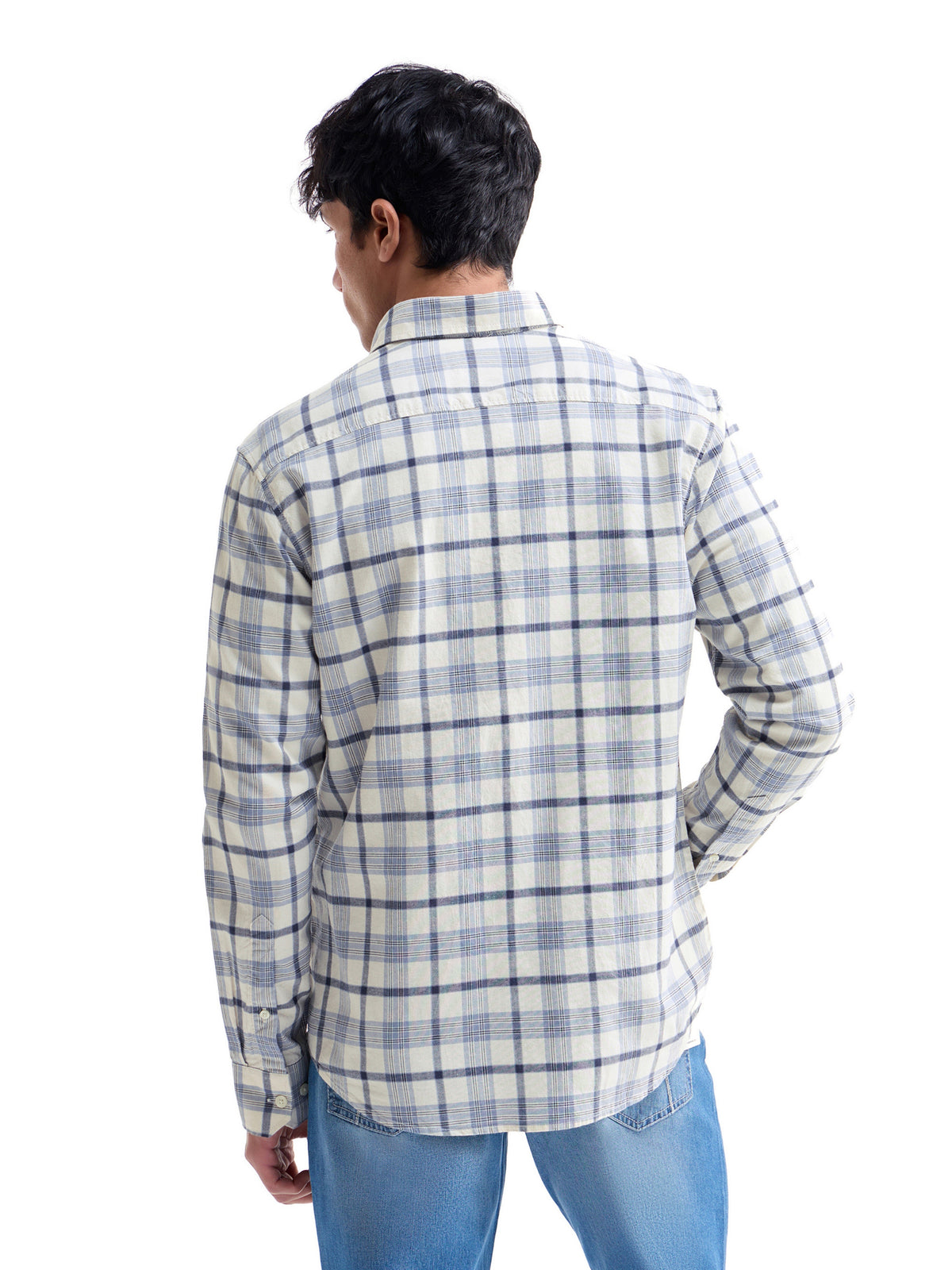 Check Full Sleeve Cotton Shirt - Sky mel t4option_0
