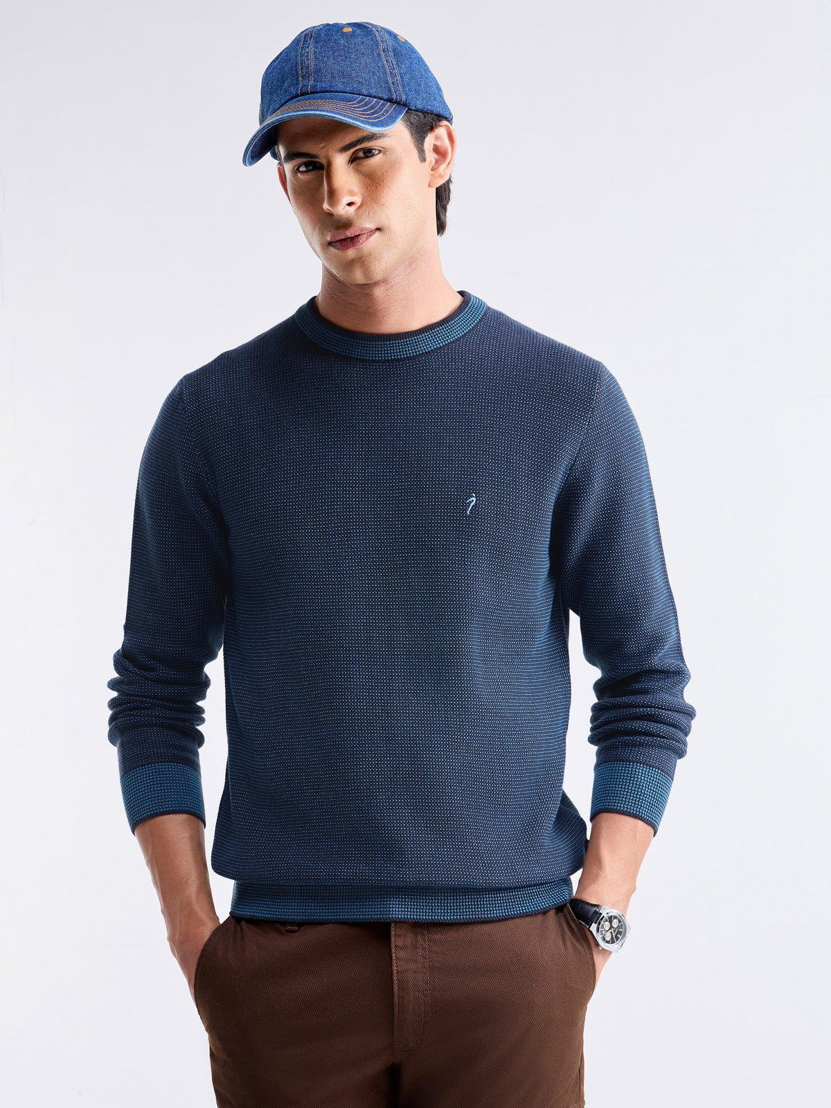 Solid Full Sleeve Jumper Sweater - Night Sky t4option_1