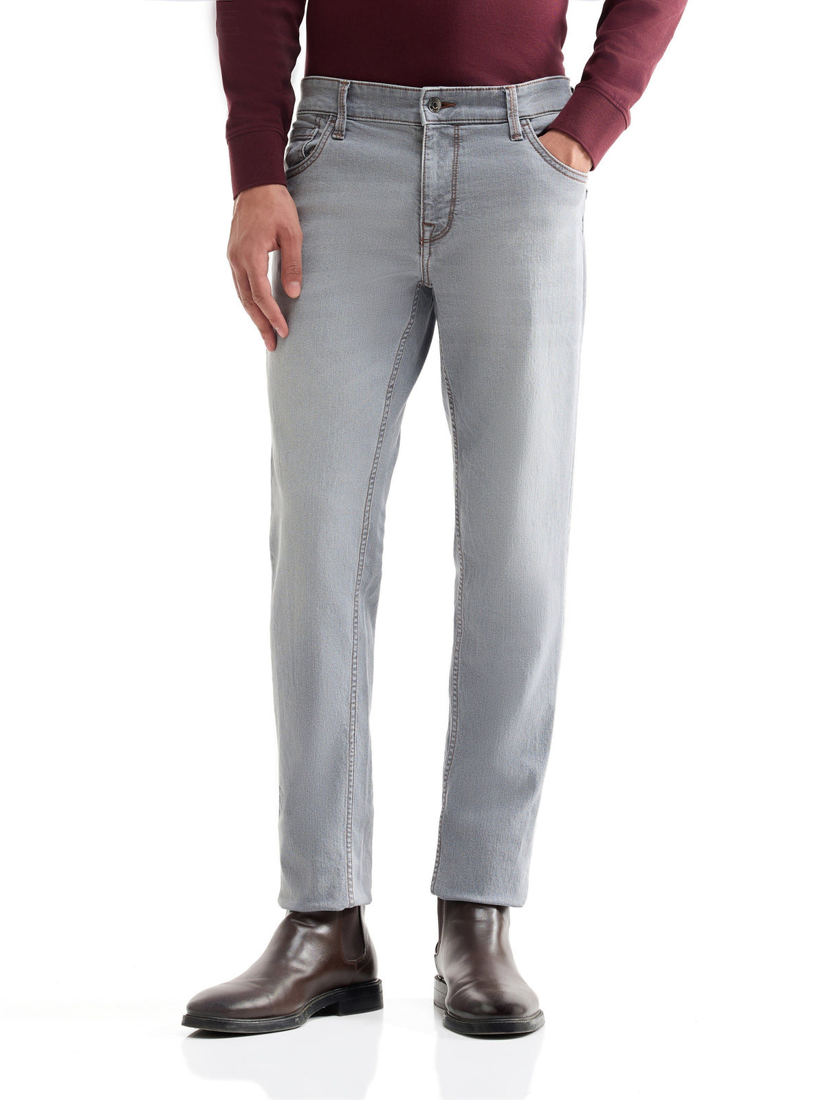 Slim Fit Stretchable Jeans - Light Grey t4option_0