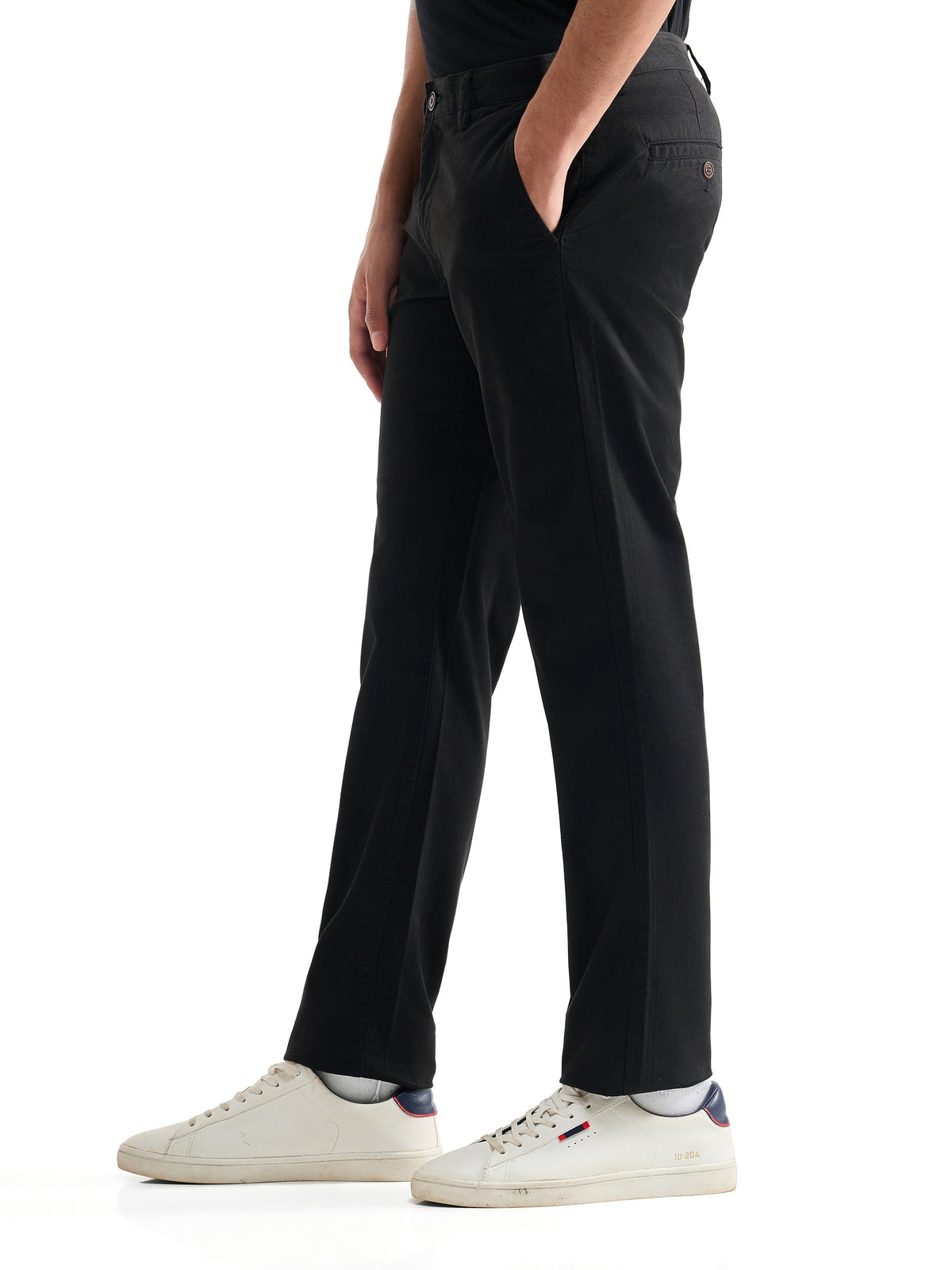 Slim Fit Cotton Trouser - Black t4option_0