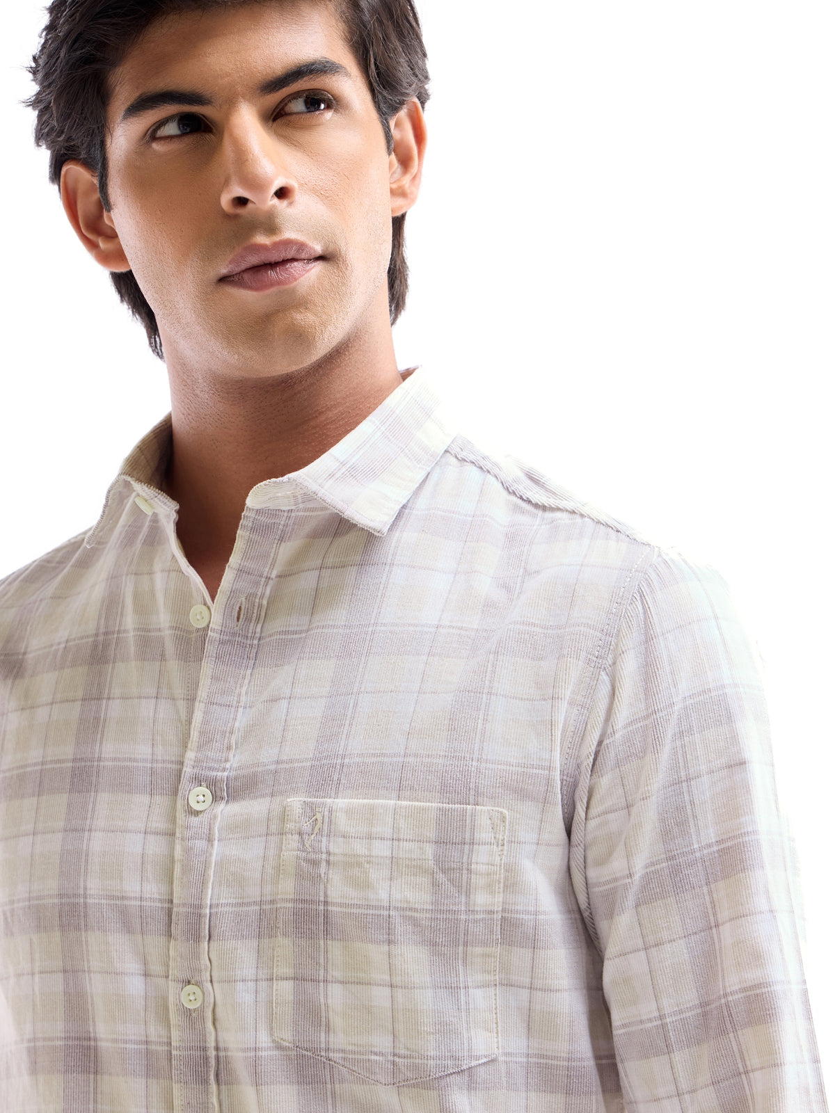 Check Full Sleeve Cotton Shirt - Khaki t4option_0
