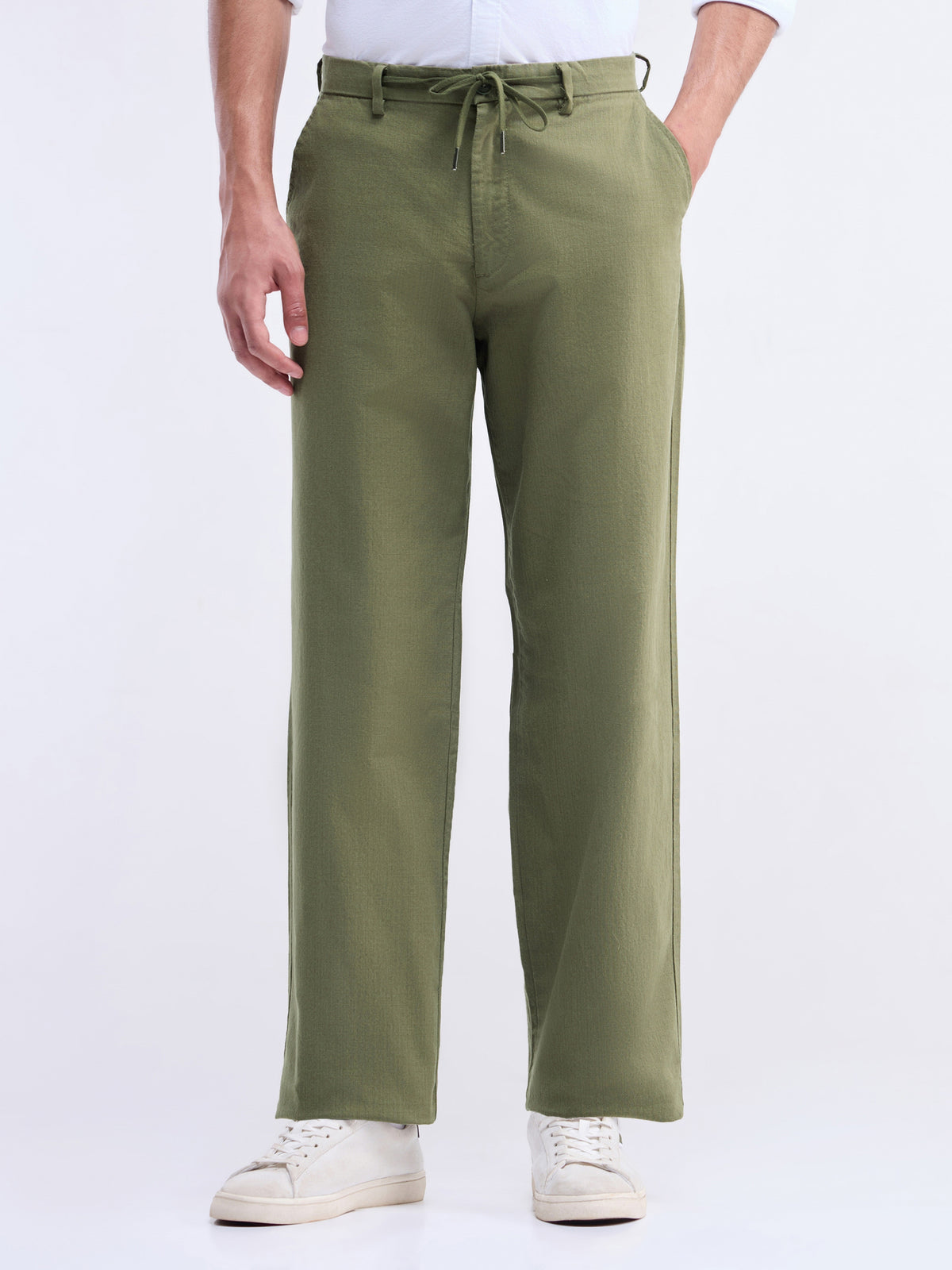 Regular Fit Cotton Stretch Trouser - Olive t4option_2