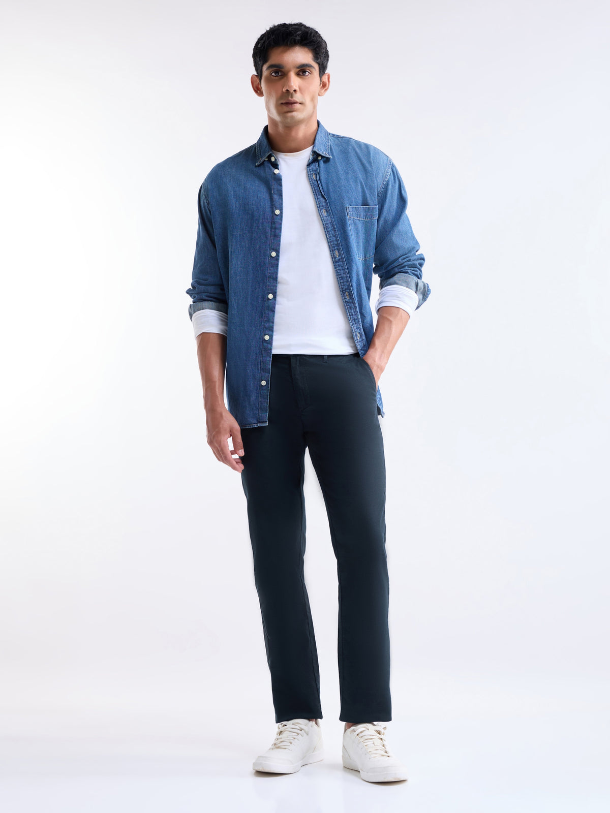 Slim Fit Cotton Stretch Trouser - Navy t4option_2