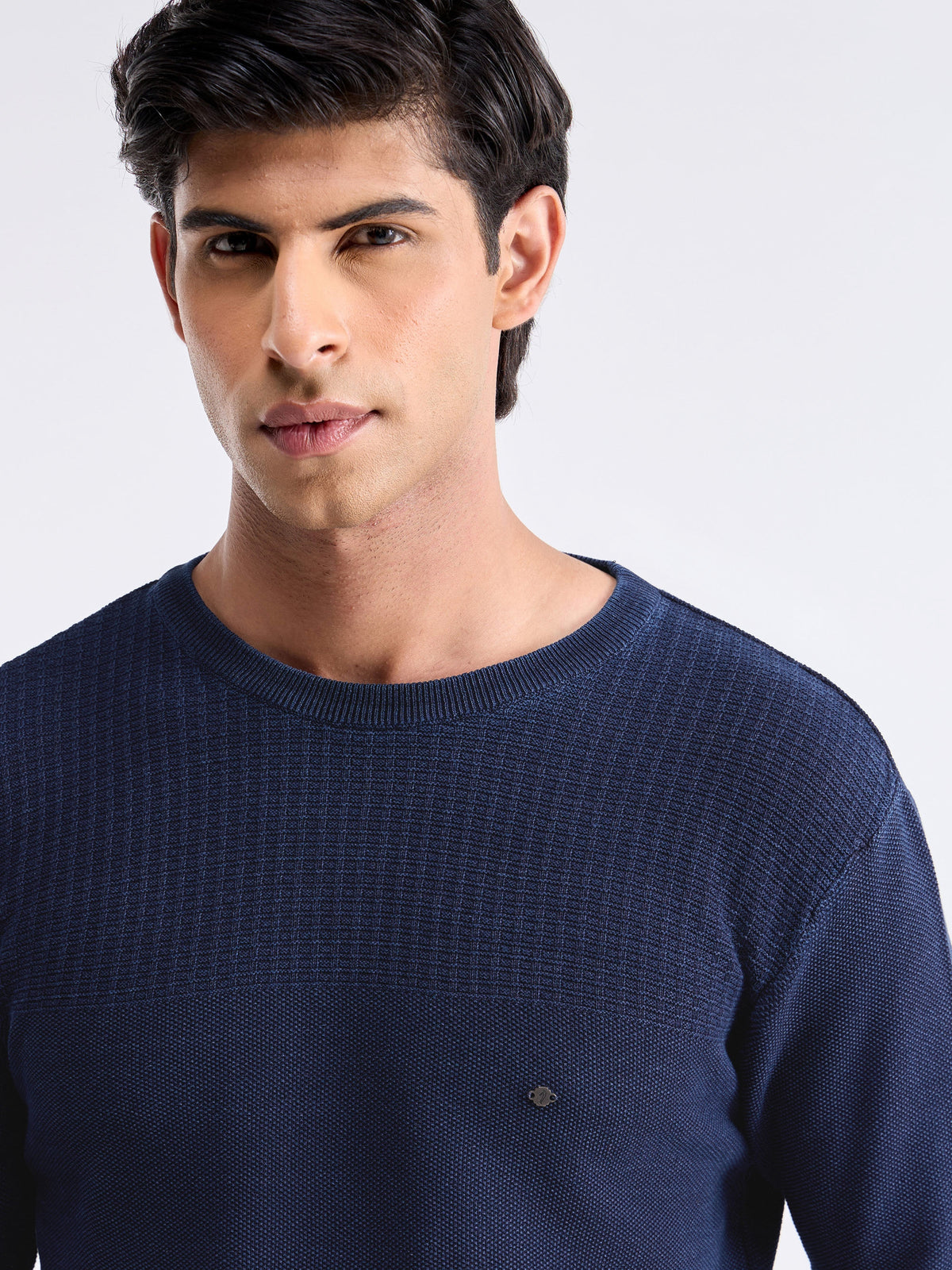Solid Full Sleeve Jumper Sweater - Dk Indigo t4option_0