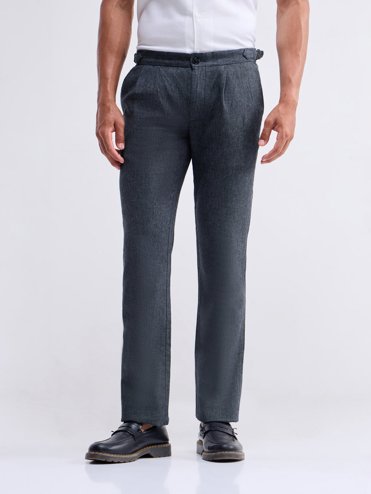 Regular Fit Cotton Linen Trouser - Dark Grey t4option_1