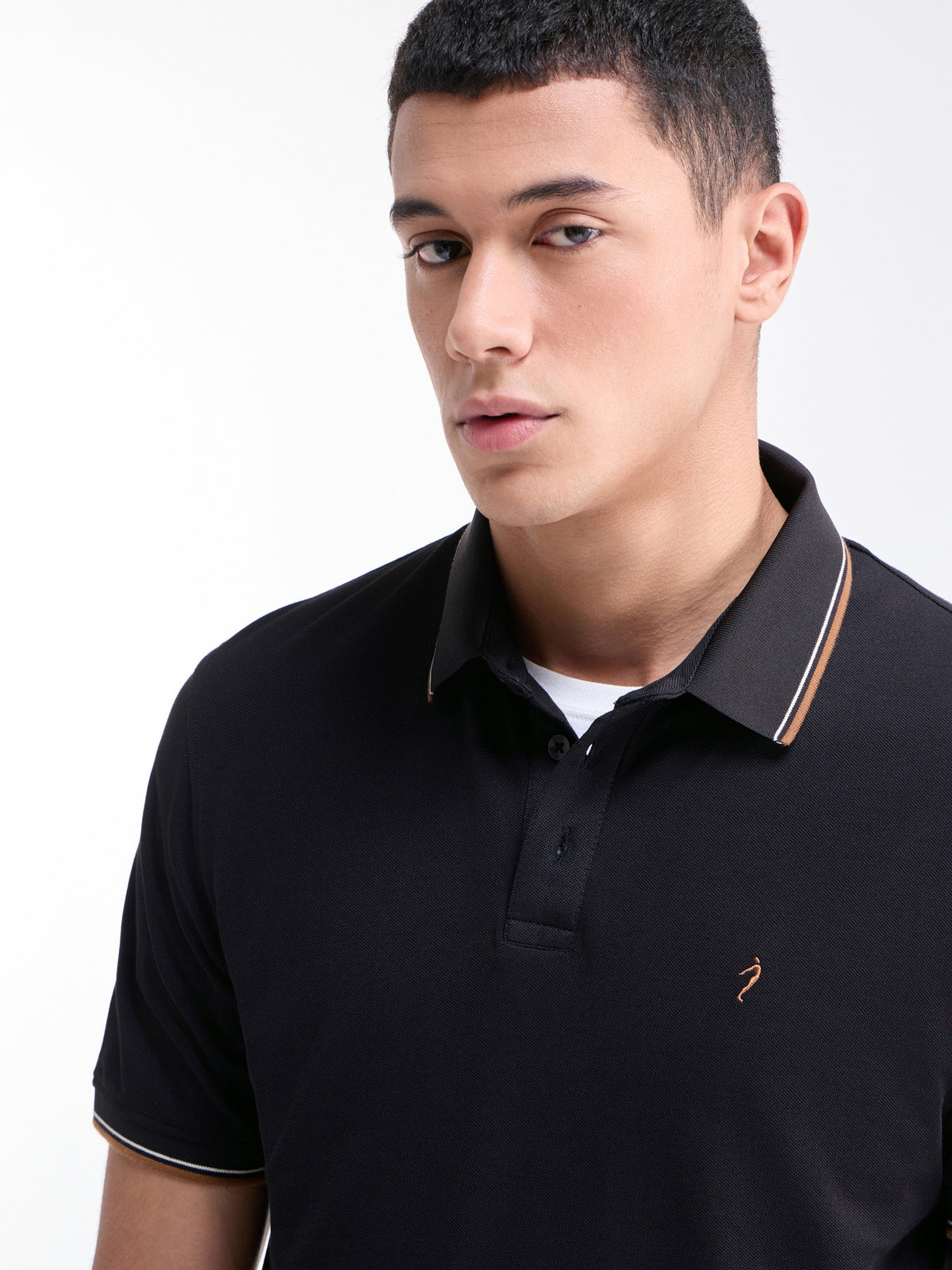 Solid Half Sleeve Regular Fit Polo T-Shirt - Black t4option_0