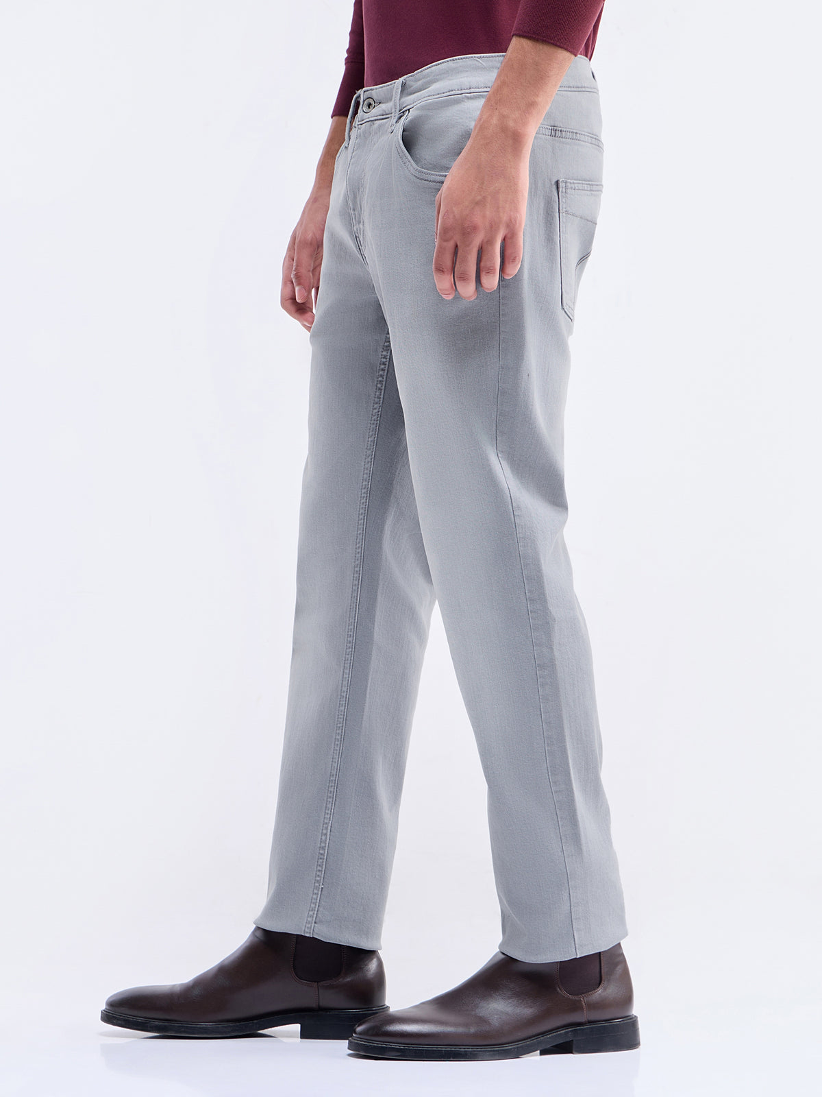 Slim Fit Stretchable Jeans - Light Grey t4option_0