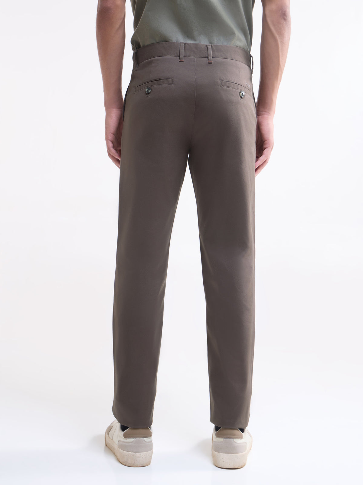 Regular Fit Cotton Stretch Trouser - Brown t4option_0
