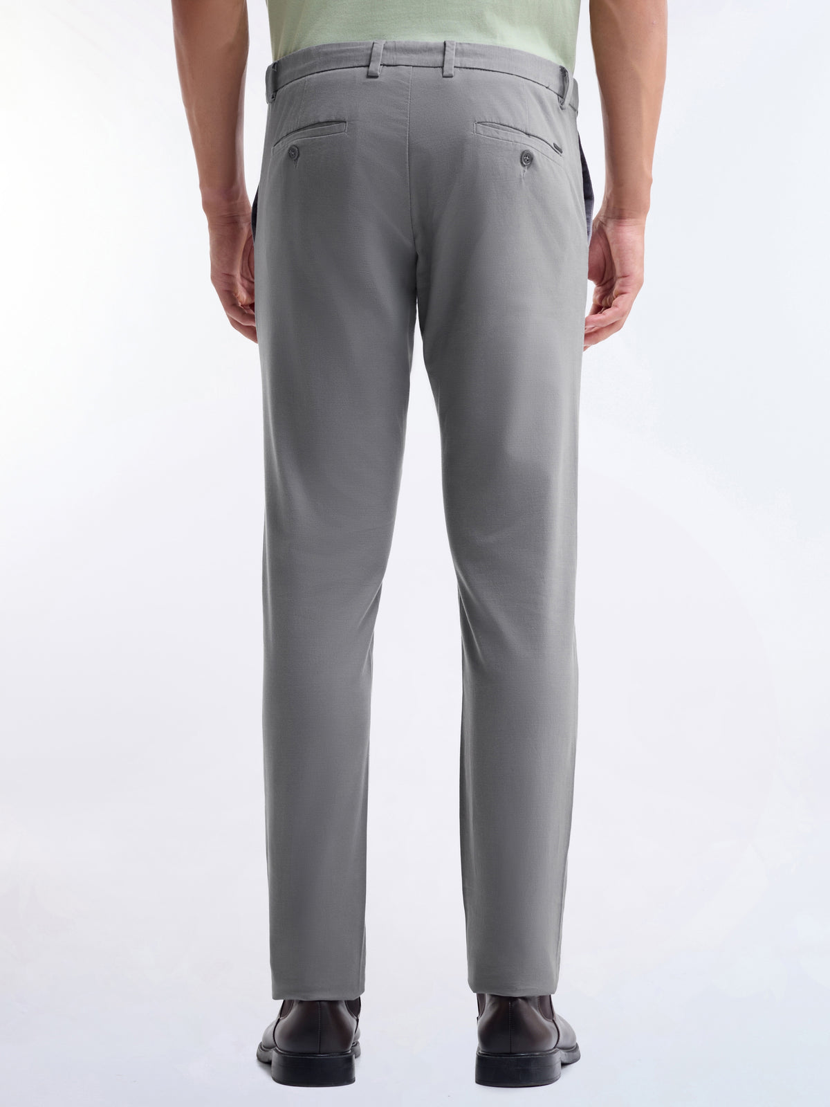 Slim Fit Cotton Tencel Spandex Trouser - Grey t4option_2