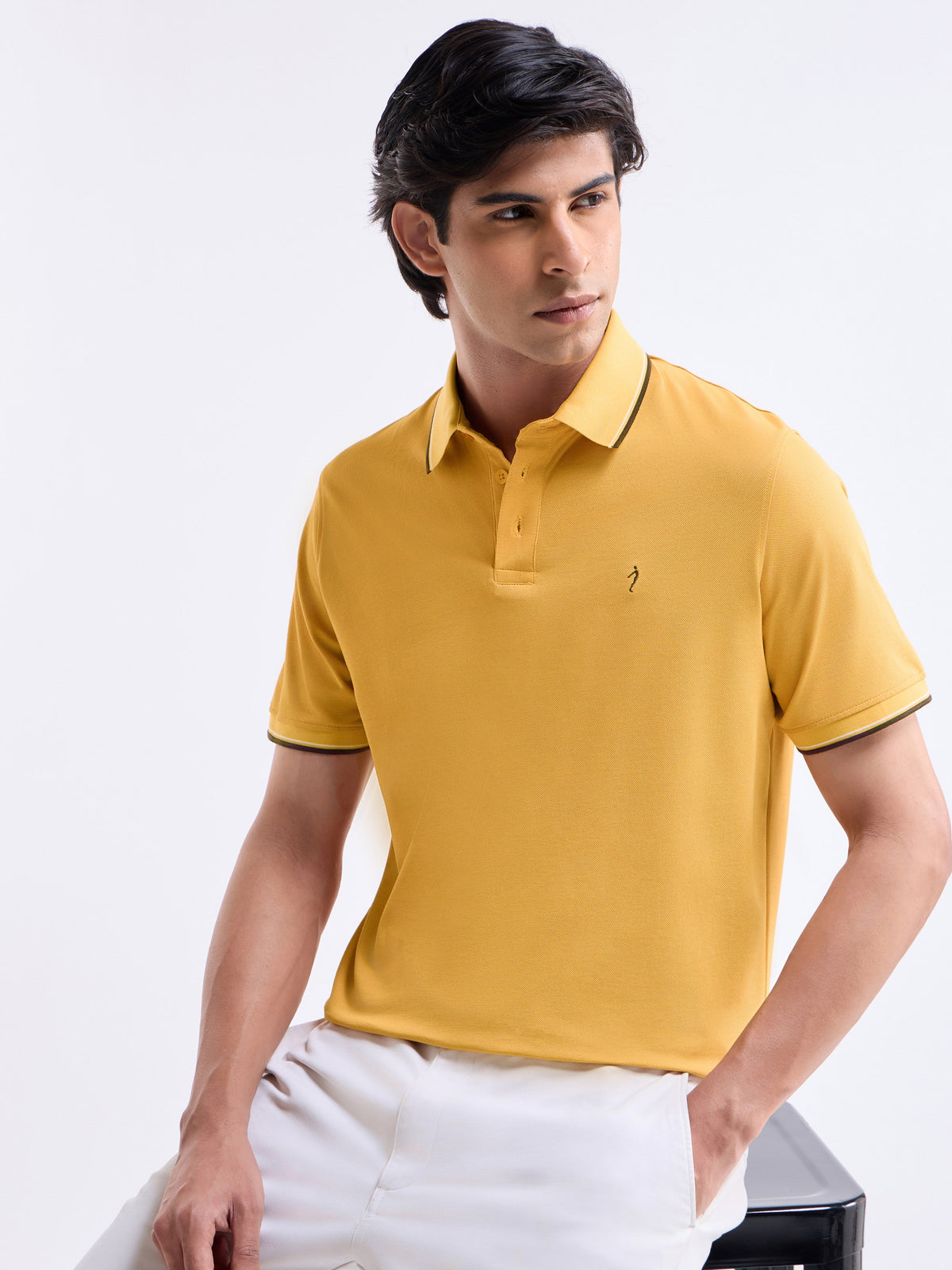Solid Half Sleeve Regular Fit Polo T-Shirt - Soft Ochre t4option_6