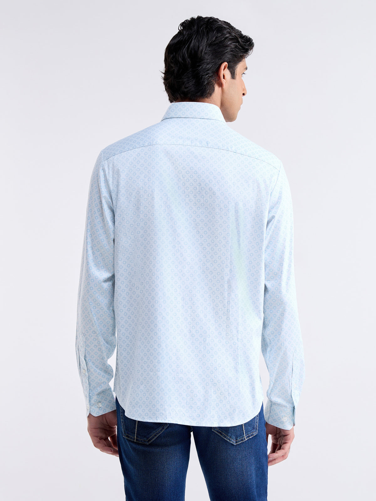 Printed Full Sleeve Cotton Shirt - White t4option_0
