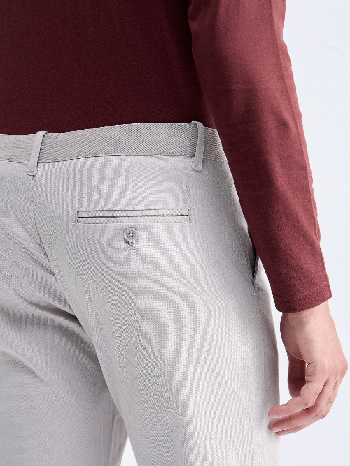 Slim Fit Cotton Stretch Trouser - Cement t4option_6