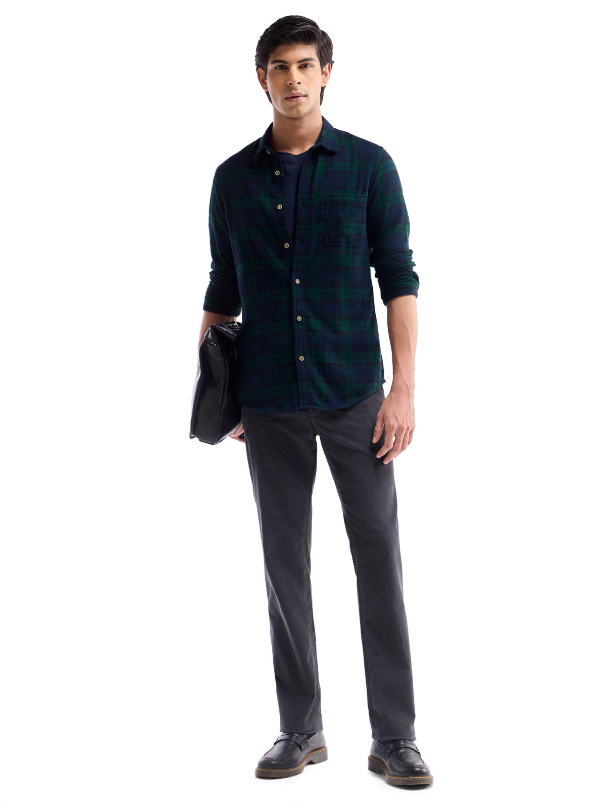 Green check Regular Fit Shirt - Green t4option_0