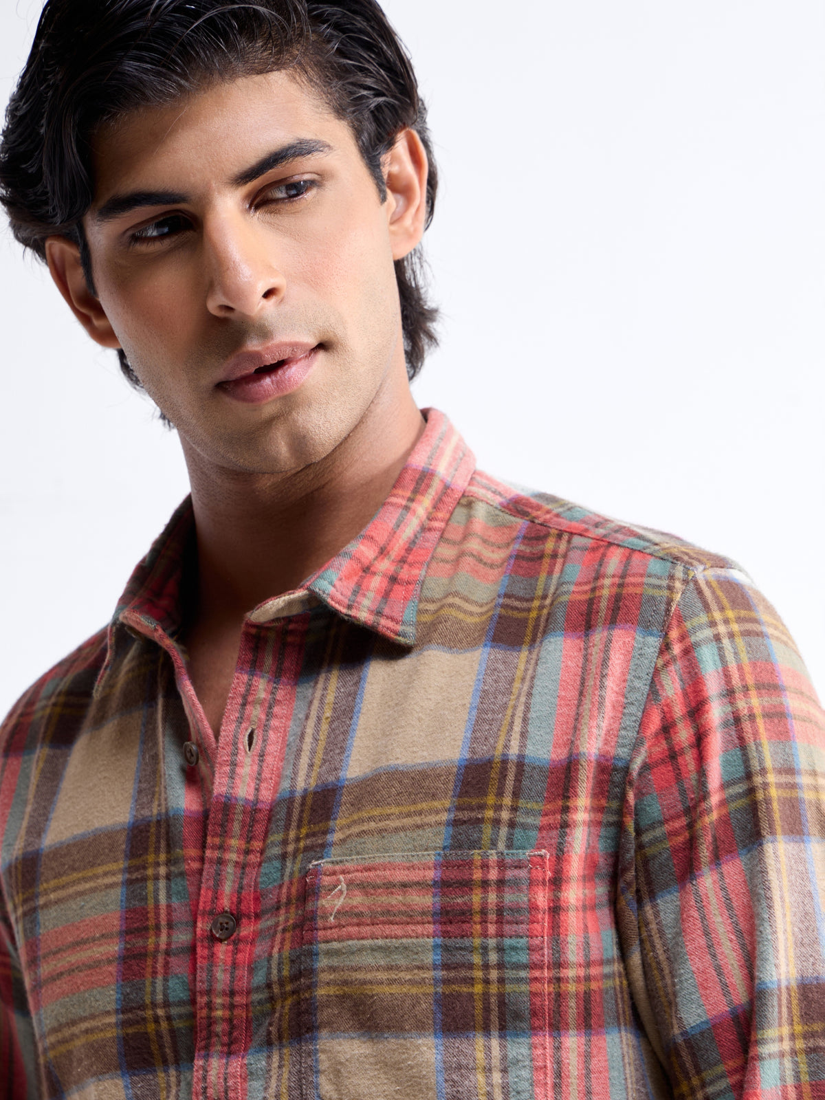 Khaki check Regular Fit Shirt - Khaki t4option_0