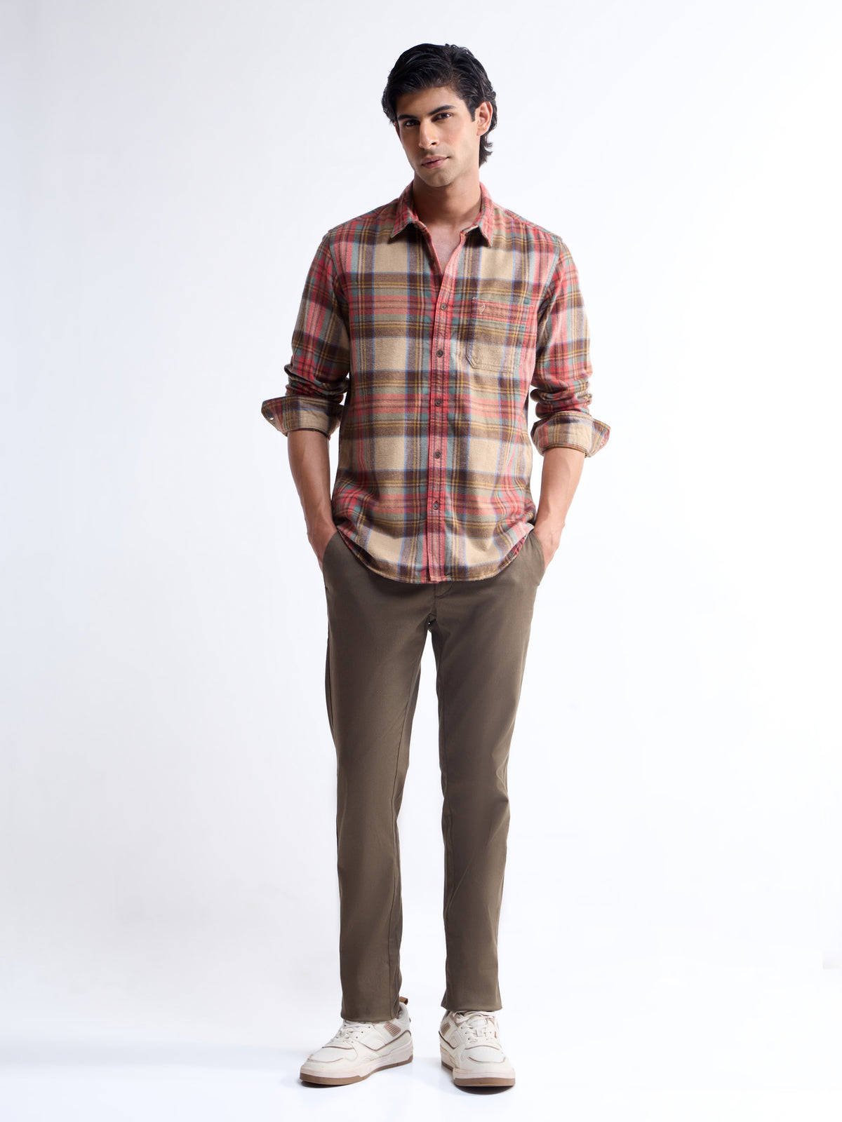 Khaki check Regular Fit Shirt - Khaki t4option_0