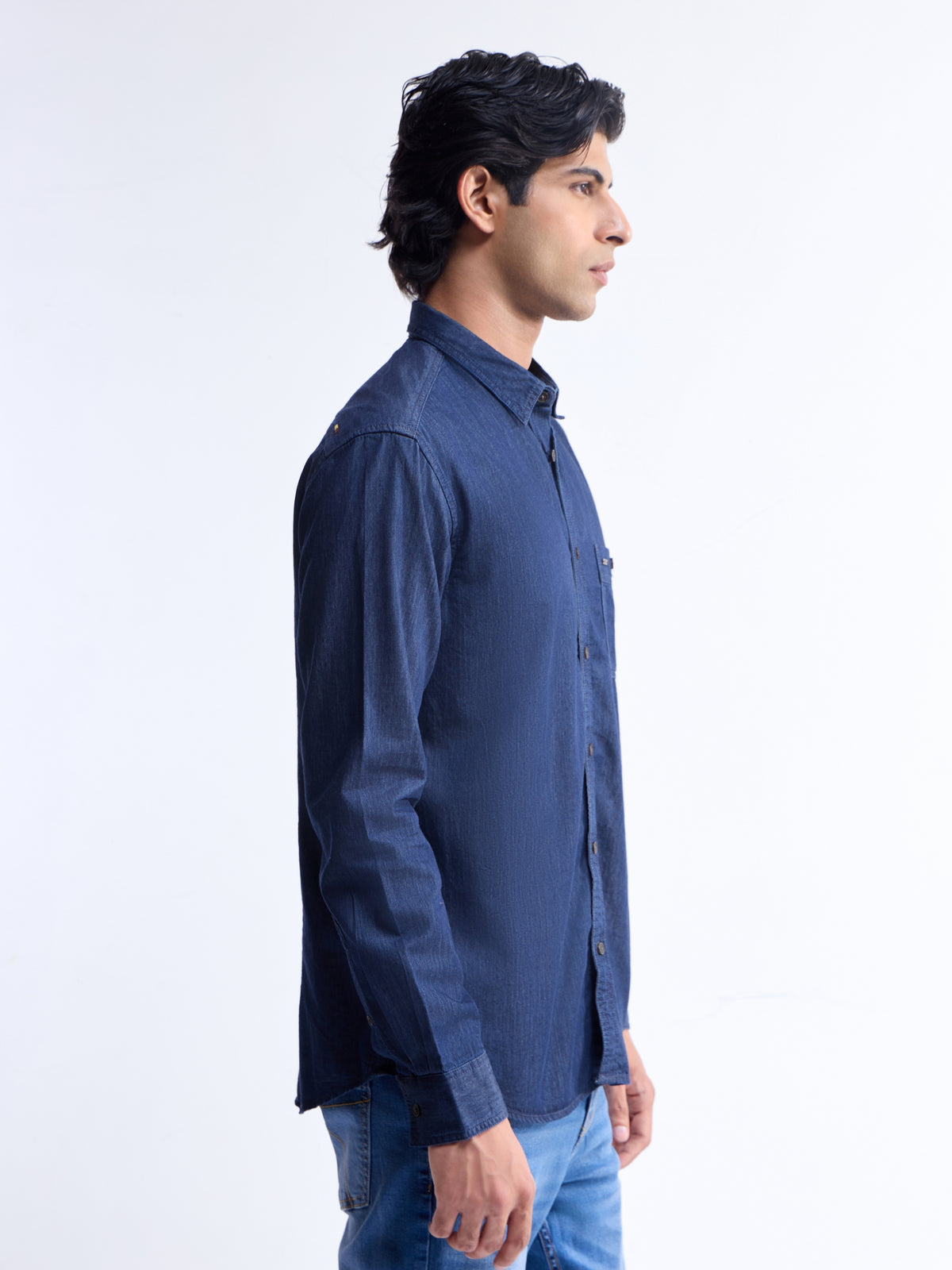 Indigo Solid Regular Fit Shirt - Indigo t4option_0