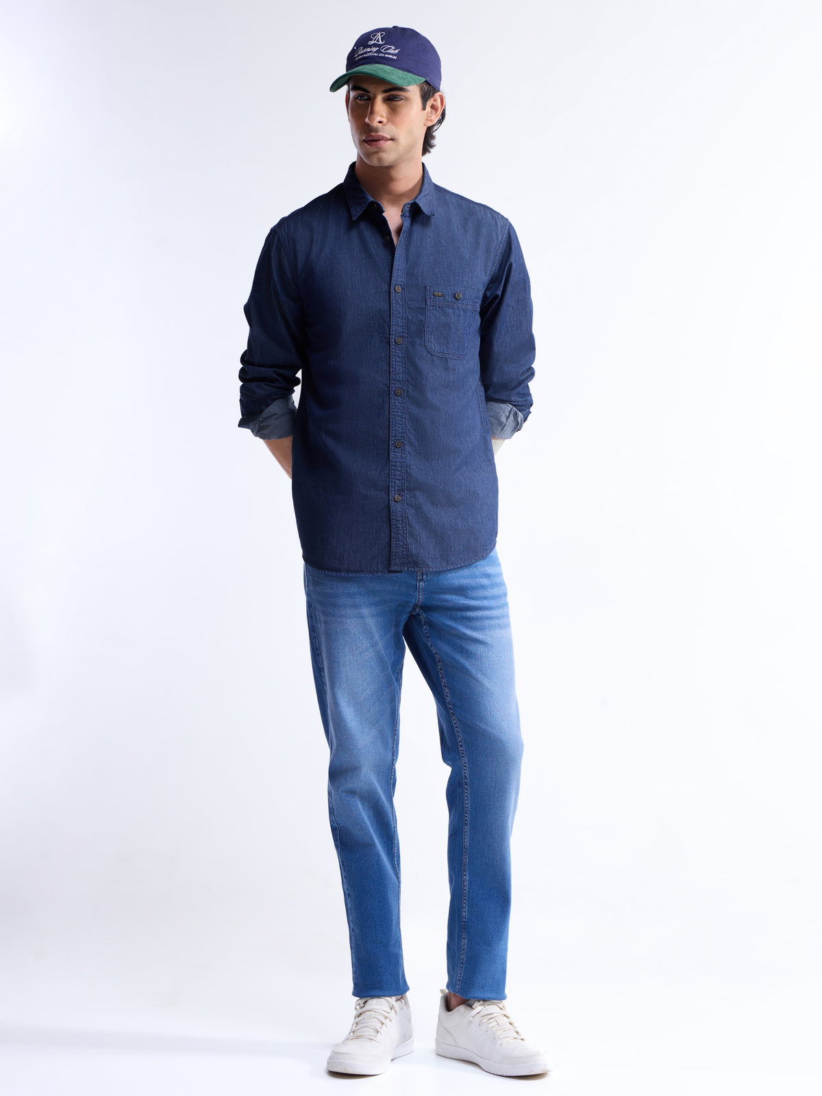 Indigo Solid Regular Fit Shirt - Indigo t4option_0
