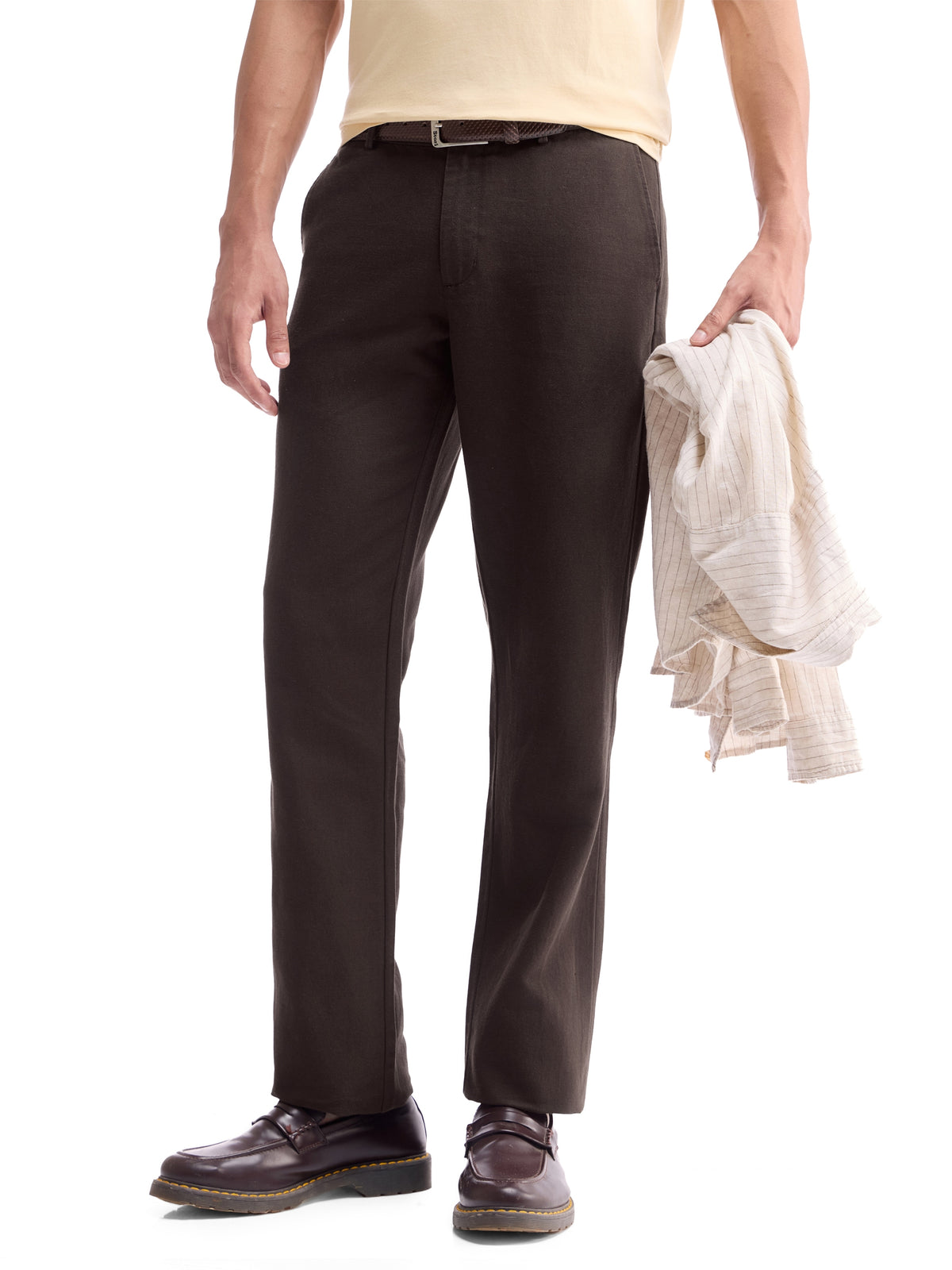 Solid Regular Fit Trousers - Dark Choco t4option_0