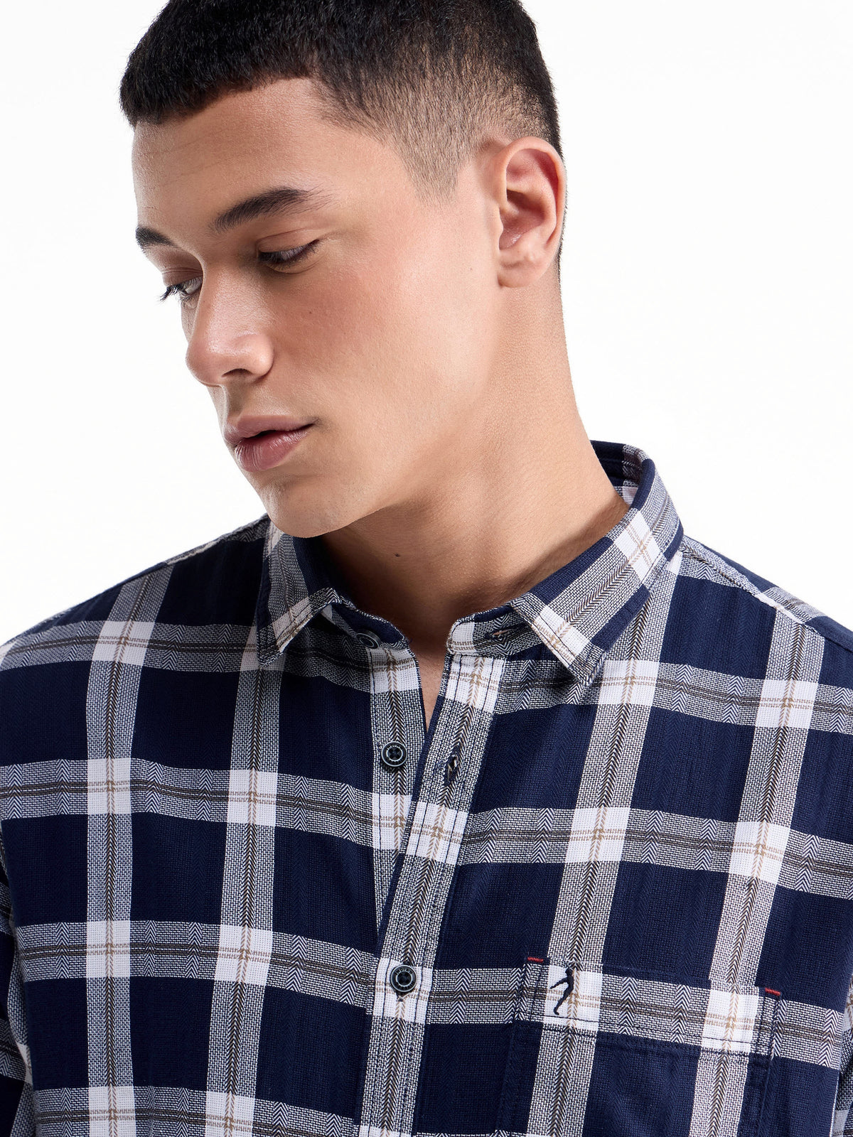 Check Full Sleeve Cotton Shirt - Navy t4option_0