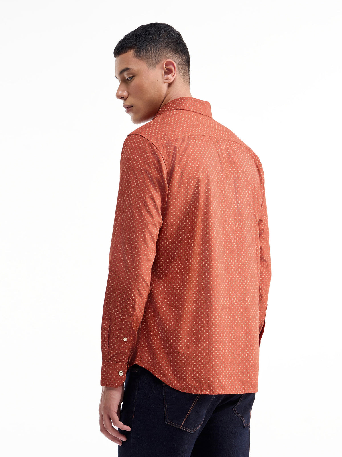 Printed Full Sleeve Cotton Shirt - Red t4option_0