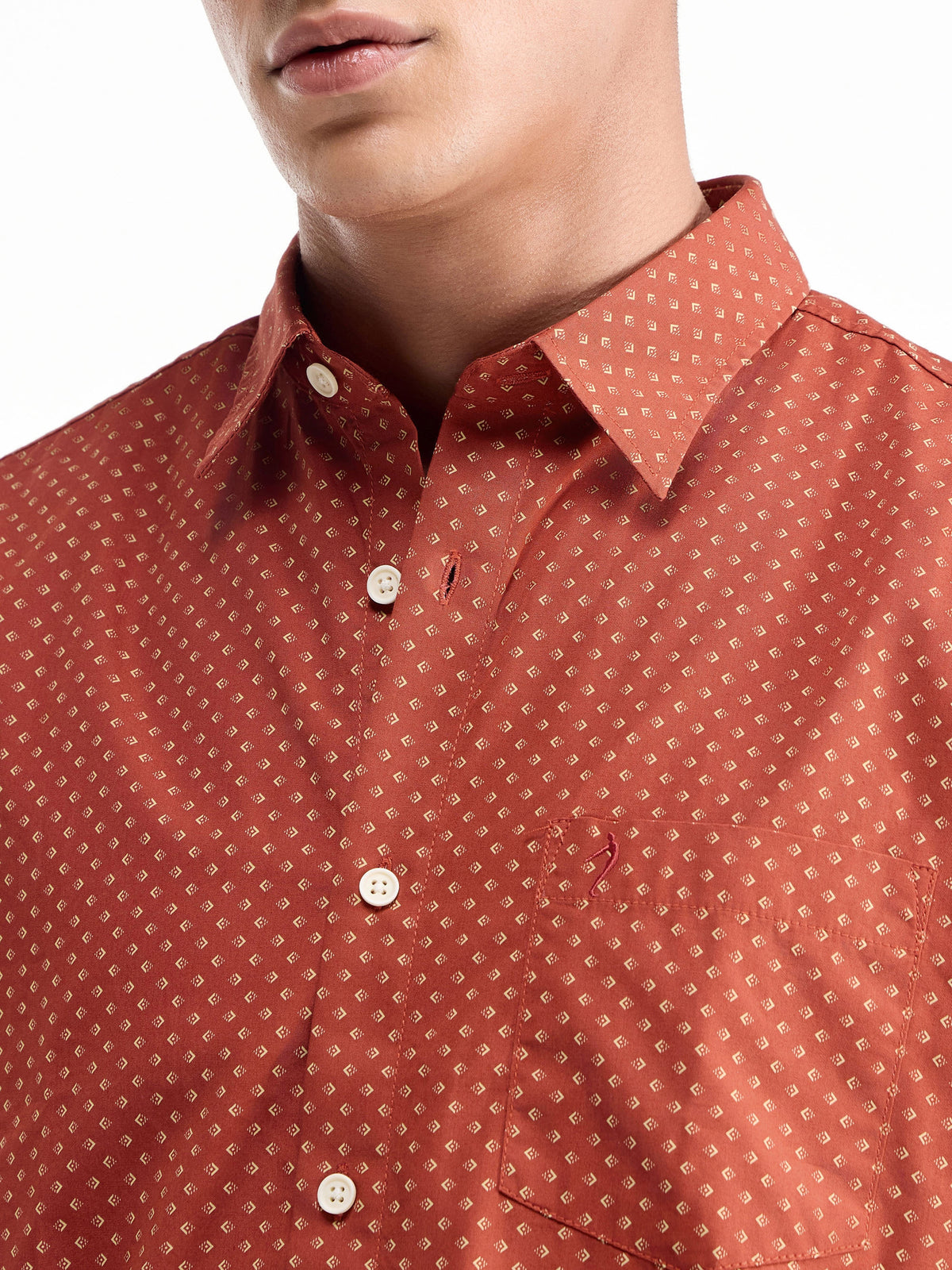 Printed Full Sleeve Cotton Shirt - Red t4option_0