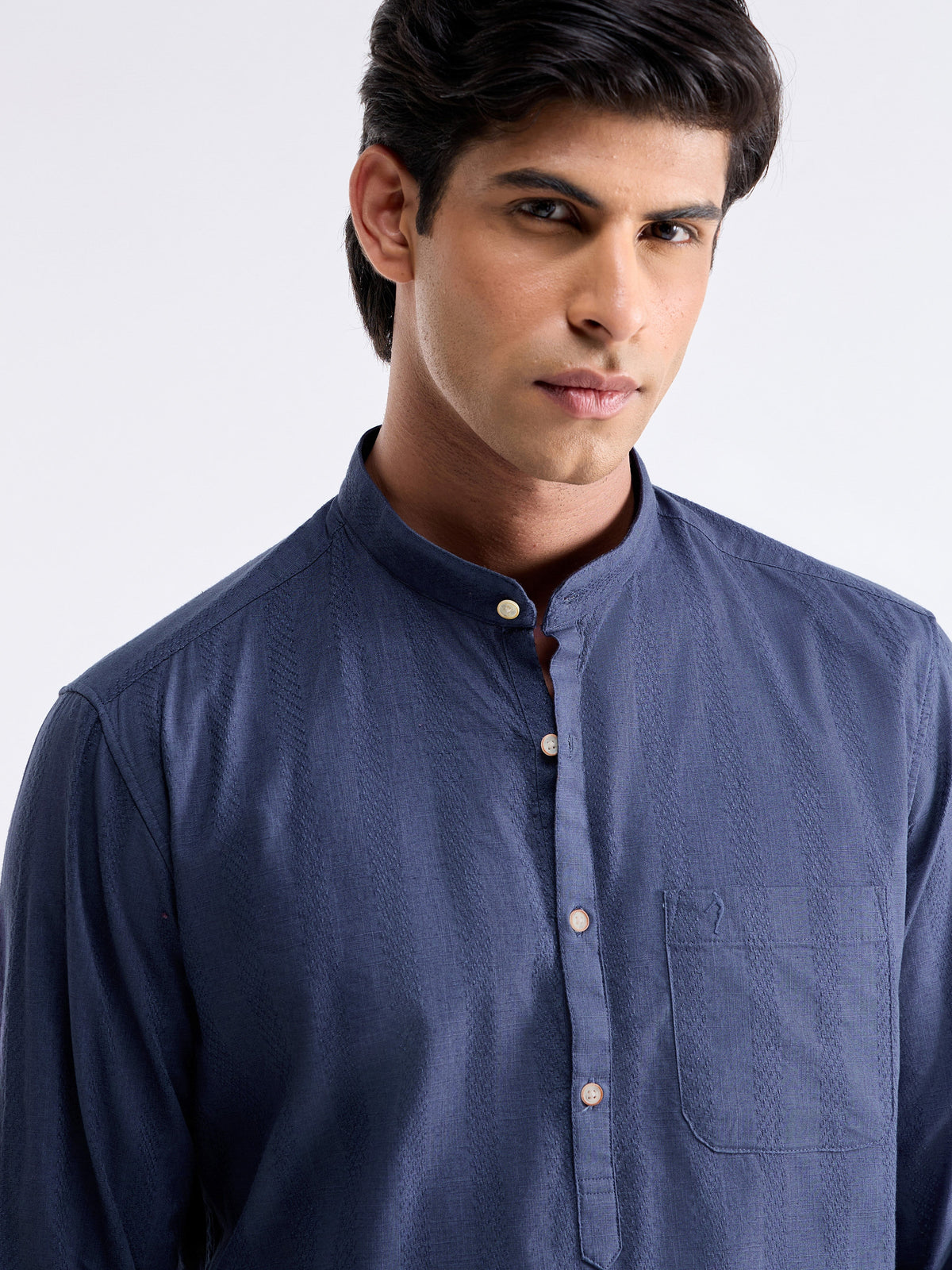 Striped Full Sleeve Cotton Shirt - Blue t4option_1