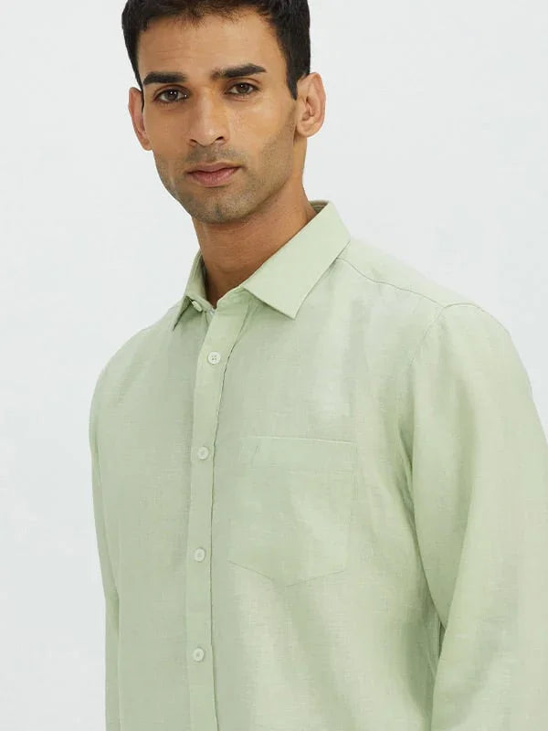 Men's Solid Full Sleeves Linen Shirt
