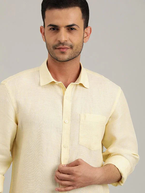 Men's Solid Full Sleeves Linen Shirt