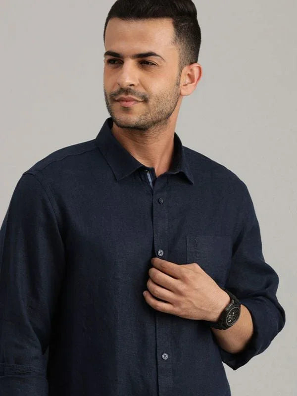 Men's Solid Full Sleeves Linen Shirt