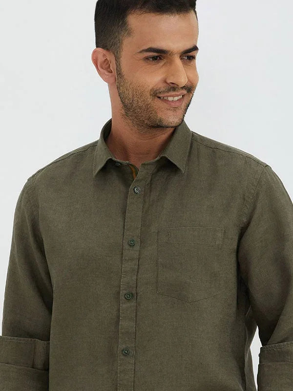 Men's Solid Full Sleeves Linen Shirt