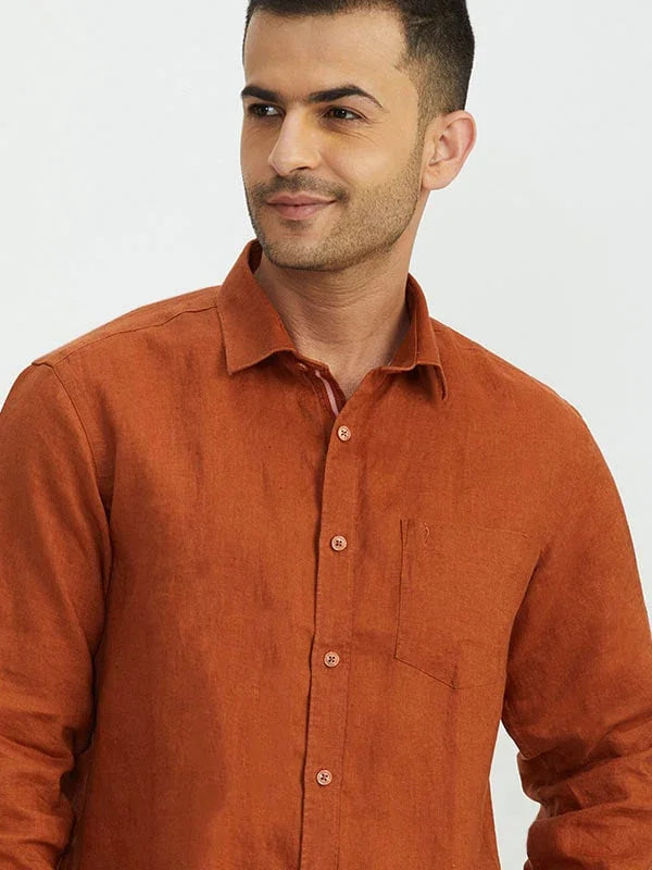 Men's Solid Full Sleeves Linen Shirt