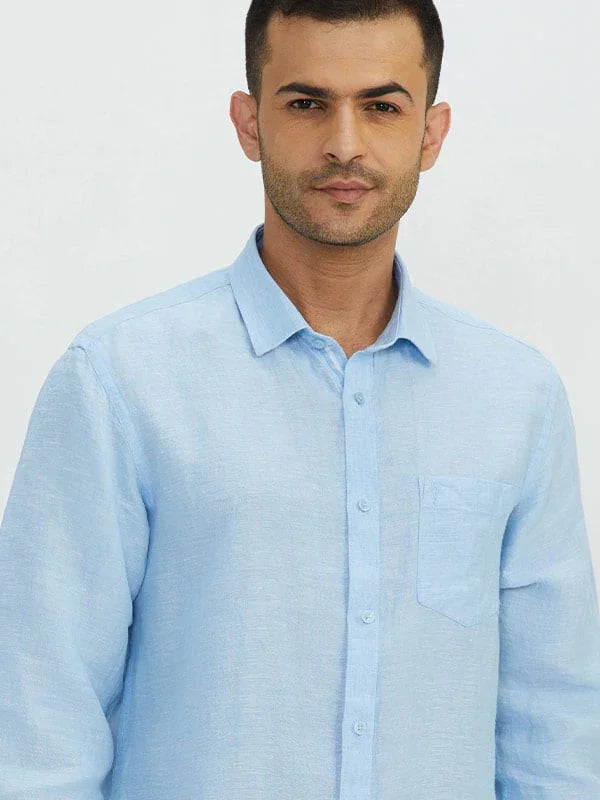 Men's Solid Full Sleeves Linen Shirt