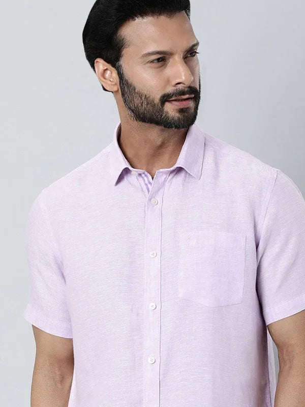 Men's Solid Half Sleeves Linen Shirt
